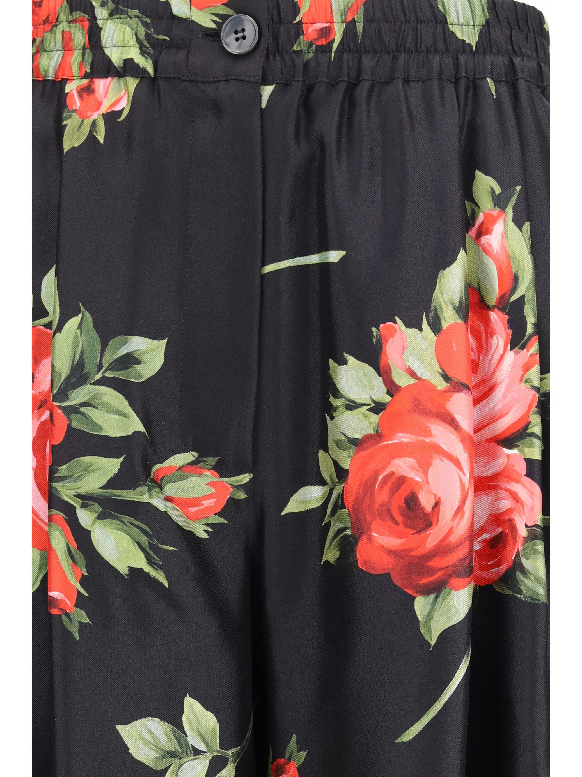 Dolce & Gabbana Wide-leg Pants with a rose bouquet print Size 30" / US 8 / IT 44 - 3 Thumbnail