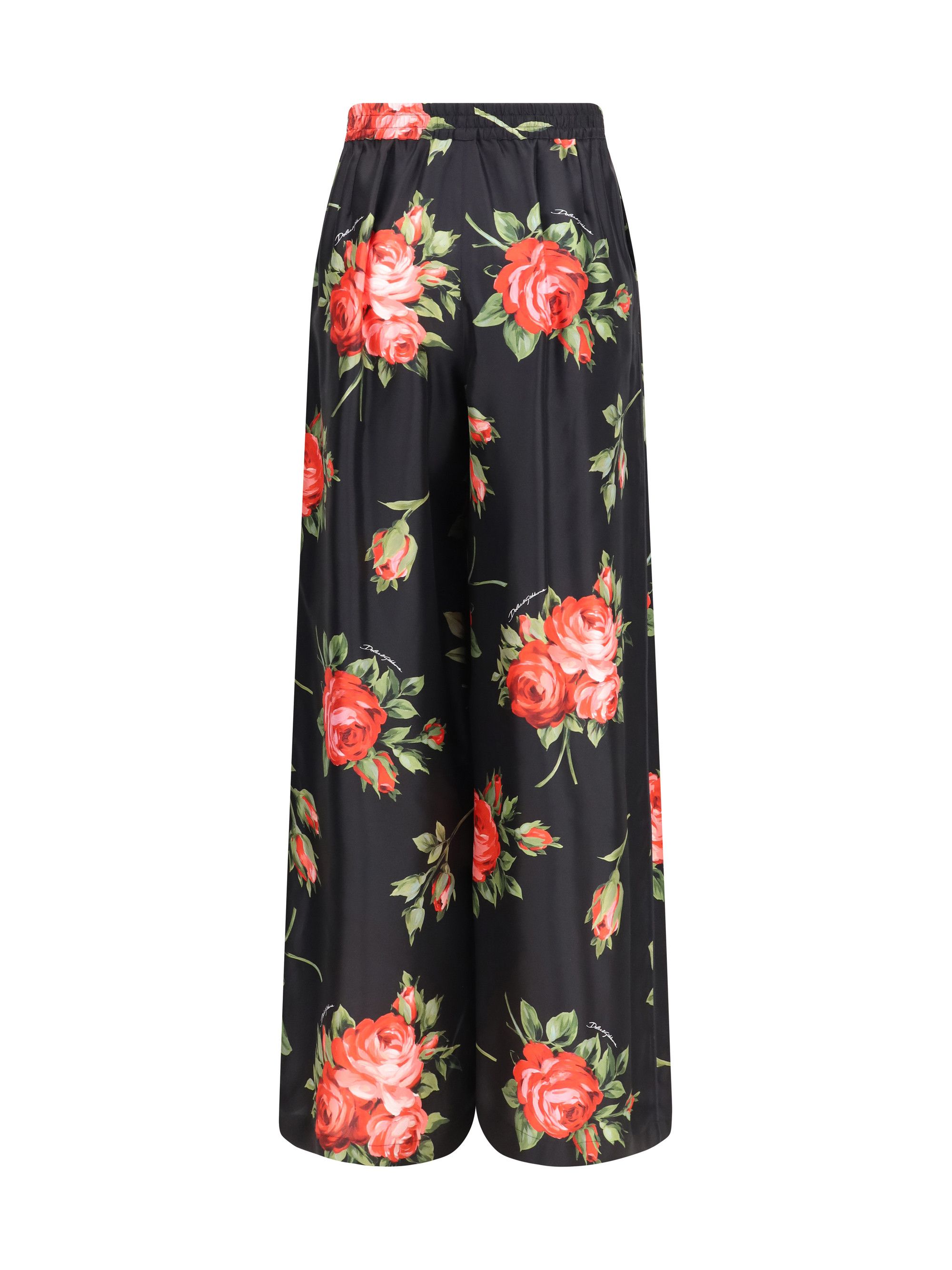 Dolce & Gabbana Wide-leg Pants with a rose bouquet print Size 30" / US 8 / IT 44 - 2 Thumbnail