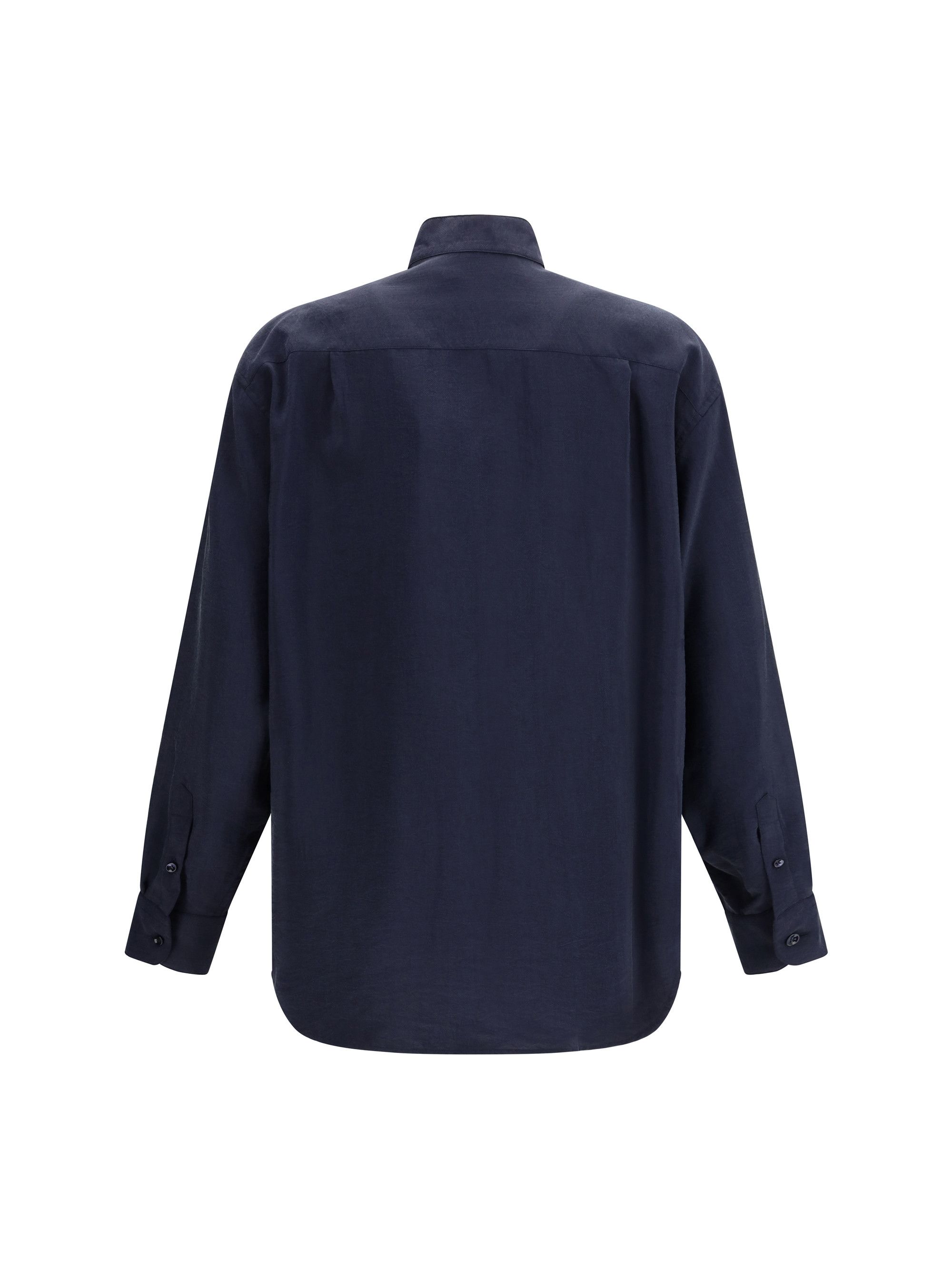 Giorgio Armani Washed silk Shirt with band collar Size US M / EU 48-50 / 2 - 2 Thumbnail