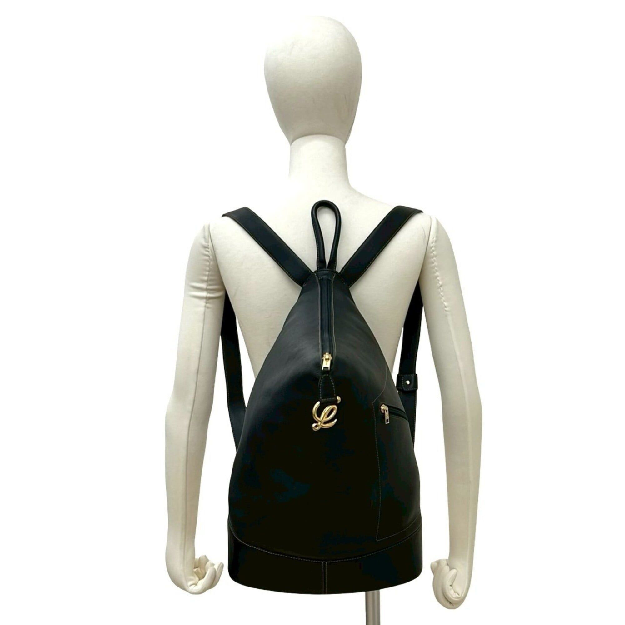Loewe LOEWE Vintage Logo Hardware Leather Backpack Daypack Black 335-1 Size ONE SIZE - 2 Thumbnail