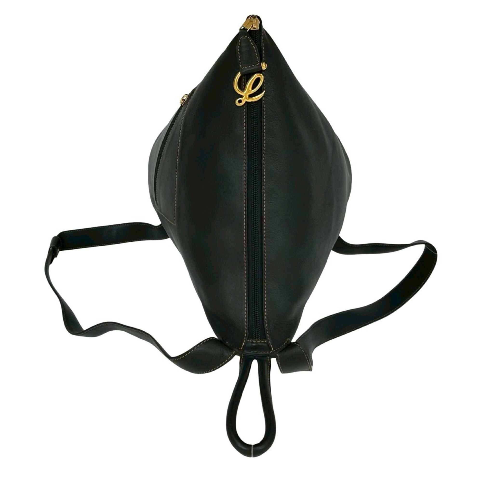 Loewe LOEWE Vintage Logo Hardware Leather Backpack Daypack Black 335-1 Size ONE SIZE - 4 Thumbnail