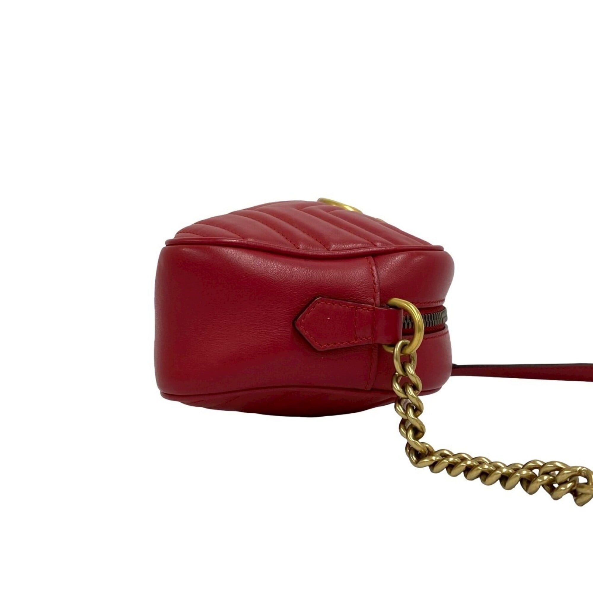 Gucci GUCCI GG Marmont Logo Hardware Quilted Leather Shoulder Bag/Pouch Red 25906 Size ONE SIZE - 6 Thumbnail
