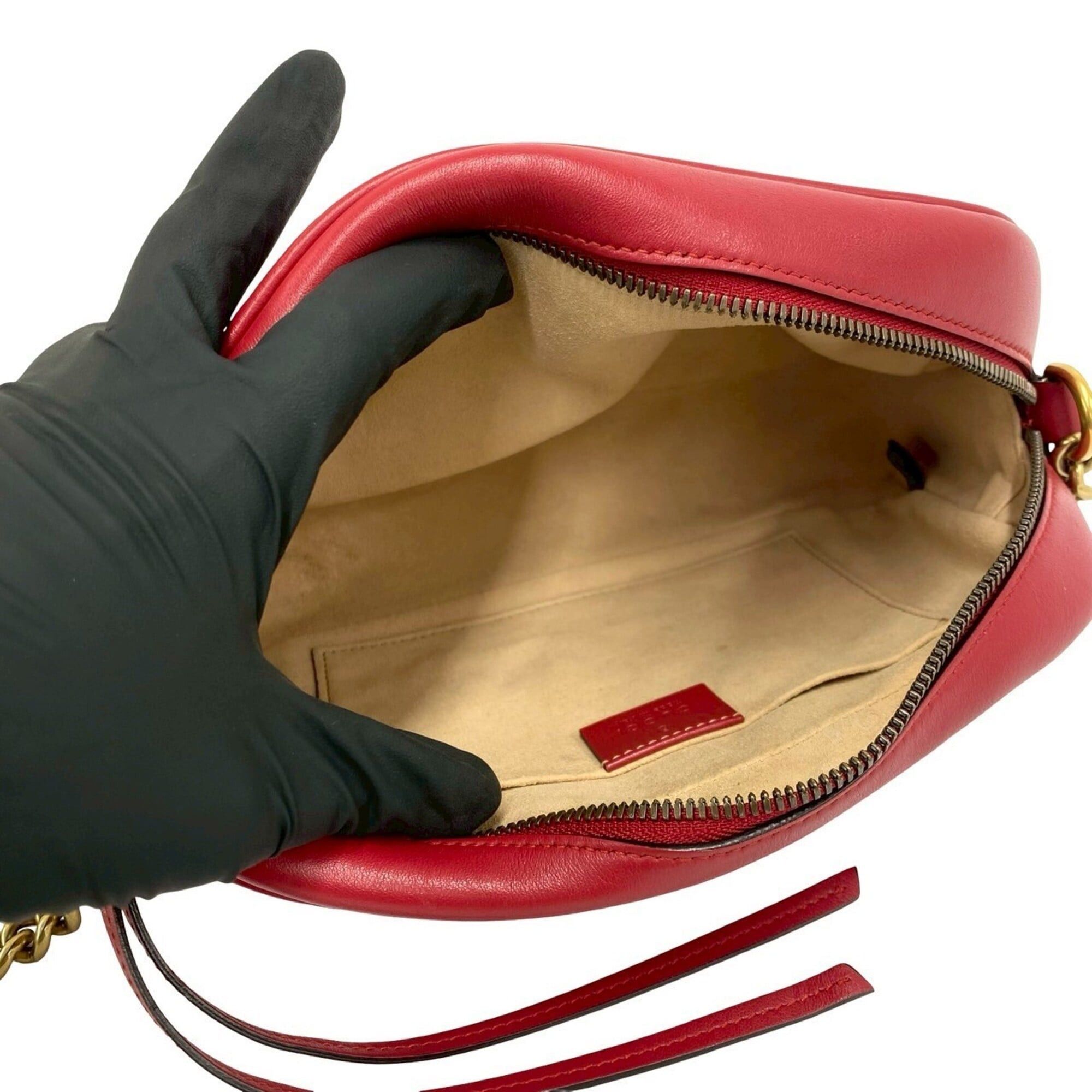 Gucci GUCCI GG Marmont Logo Hardware Quilted Leather Shoulder Bag/Pouch Red 25906 Size ONE SIZE - 9 Thumbnail