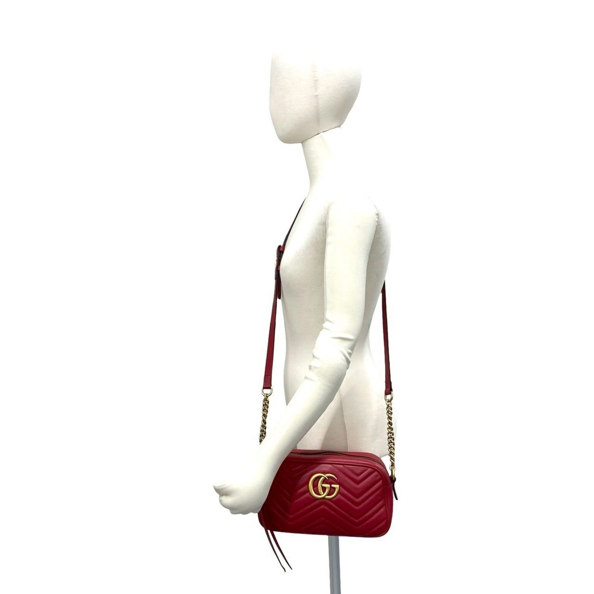 Gucci GUCCI GG Marmont Logo Hardware Quilted Leather Shoulder Bag/Pouch Red 25906 Size ONE SIZE - 2 Thumbnail