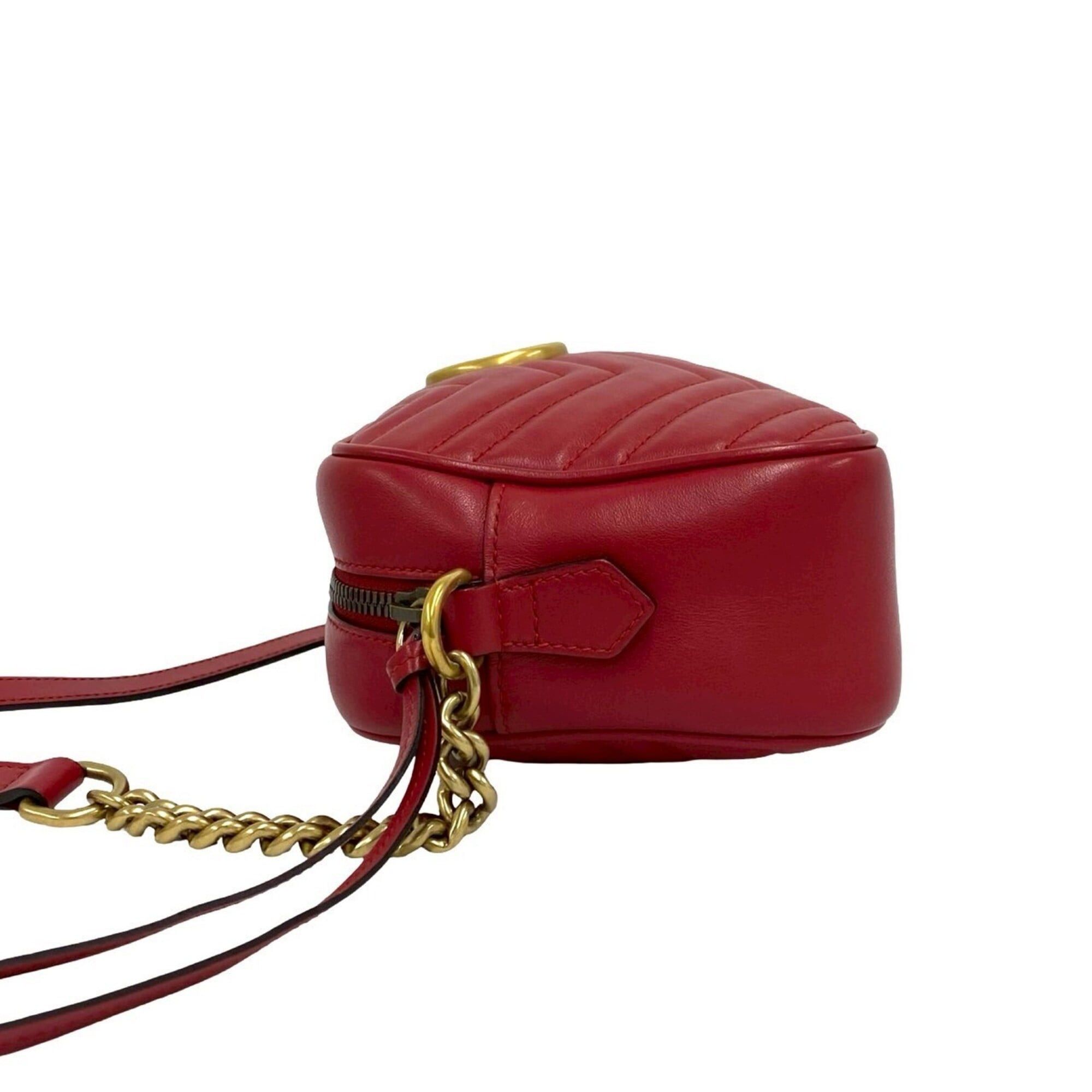 Gucci GUCCI GG Marmont Logo Hardware Quilted Leather Shoulder Bag/Pouch Red 25906 Size ONE SIZE - 5 Thumbnail