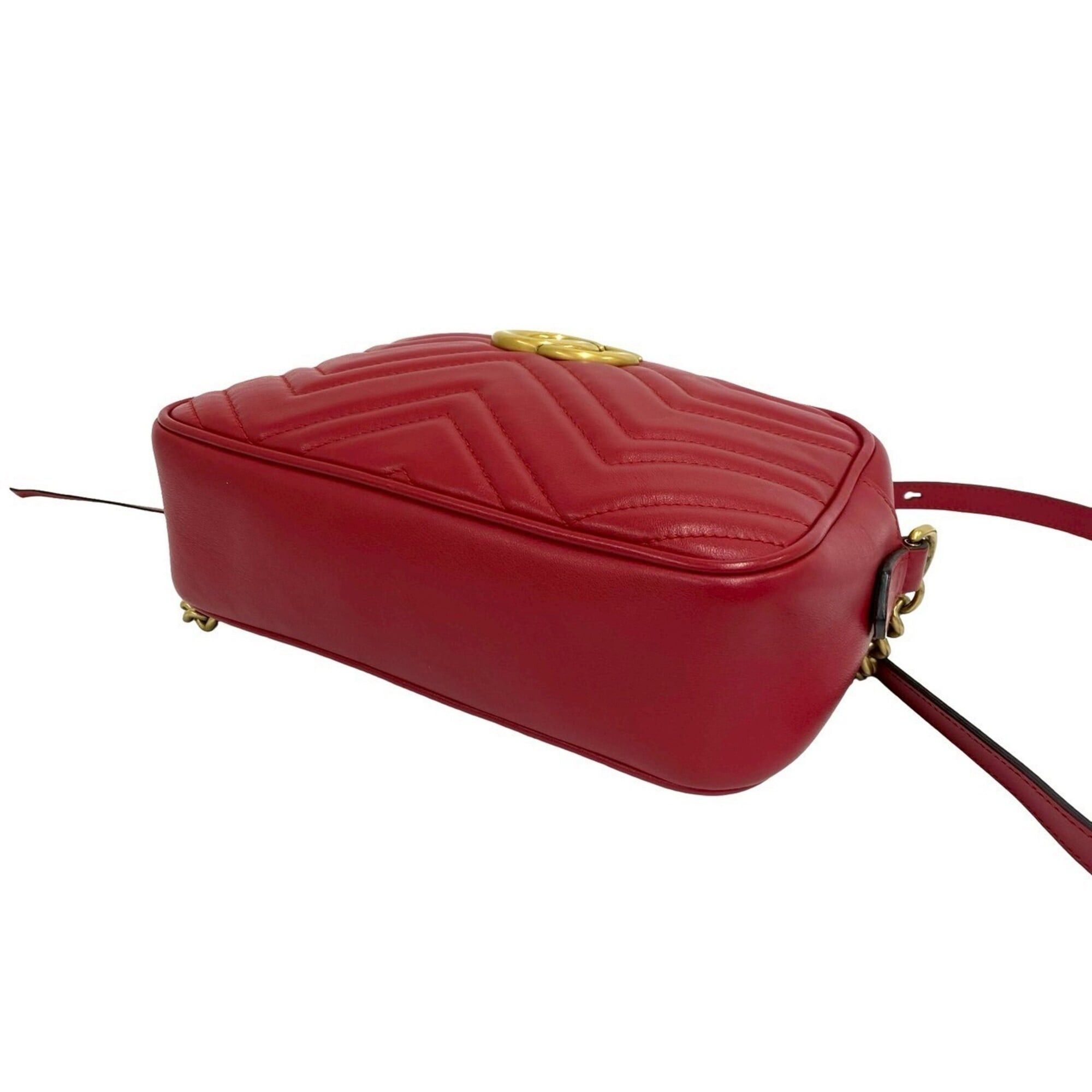Gucci GUCCI GG Marmont Logo Hardware Quilted Leather Shoulder Bag/Pouch Red 25906 Size ONE SIZE - 8 Thumbnail
