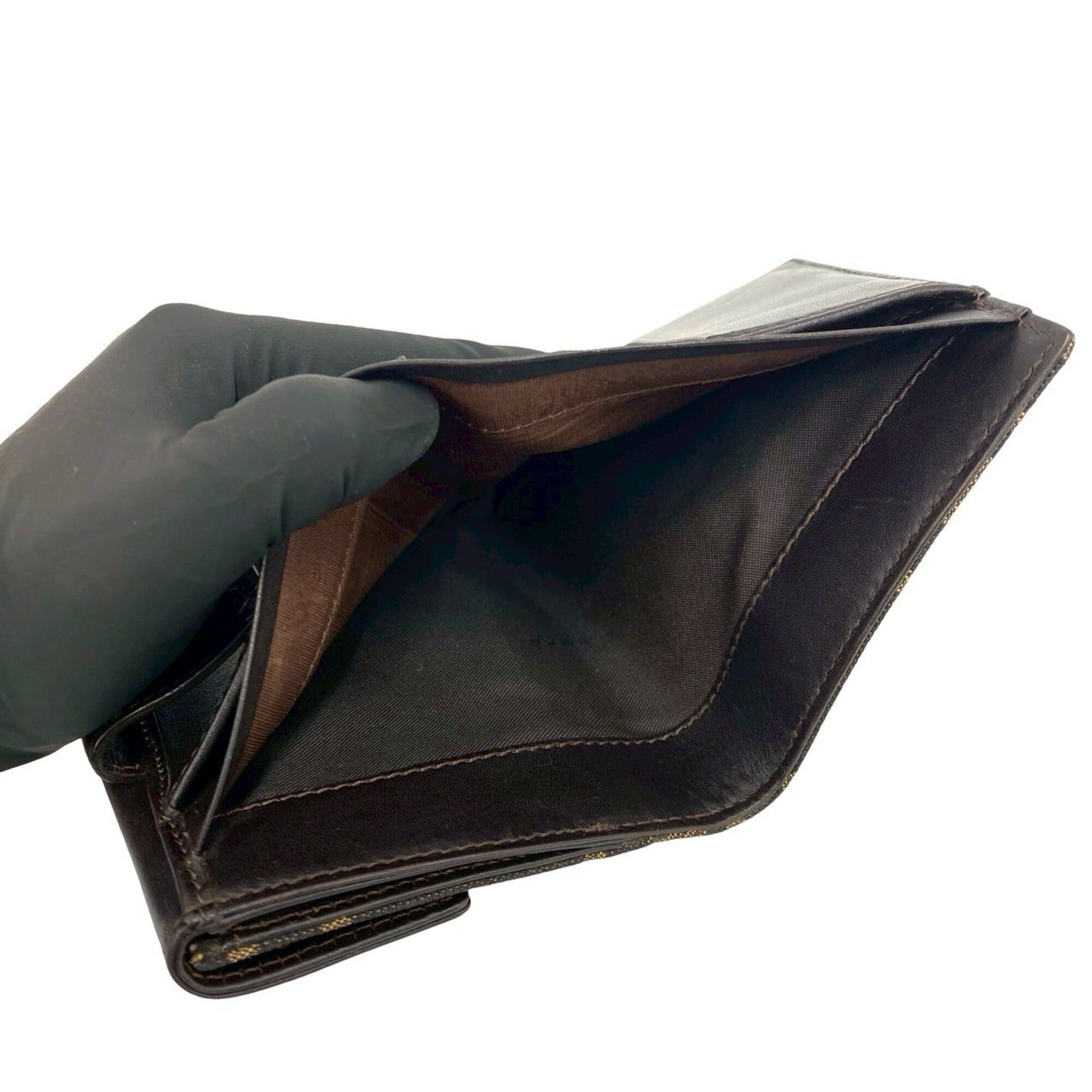 Fendi FENDI Zucca FF pattern canvas and leather bi-fold wallet, mini business card holder/card case, brown/black, 25401 Size ONE SIZE - 8 Thumbnail