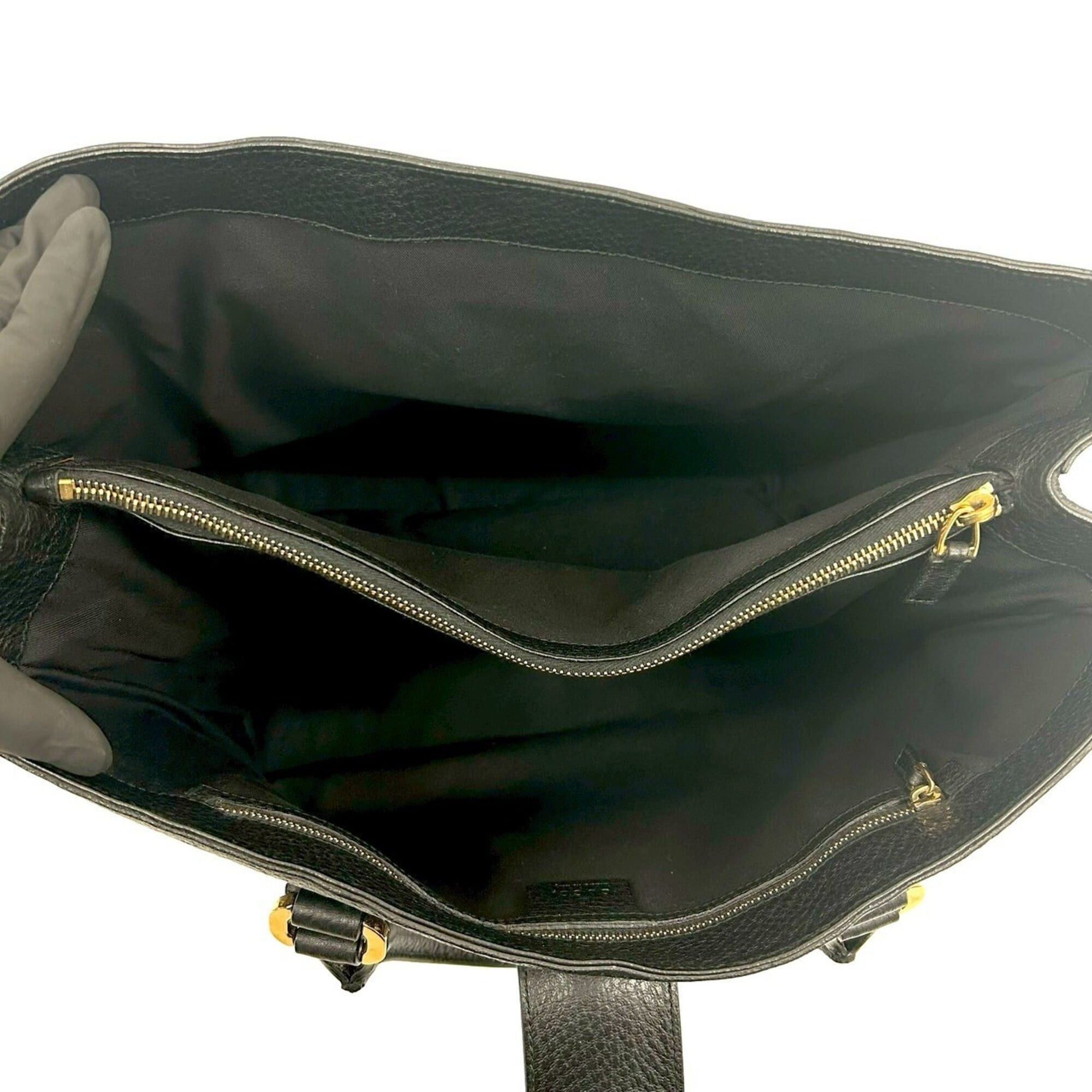 Gucci GUCCI G-logo engraved, gold hardware, genuine leather tote bag, handbag, business black, 29976 Size ONE SIZE - 9 Thumbnail