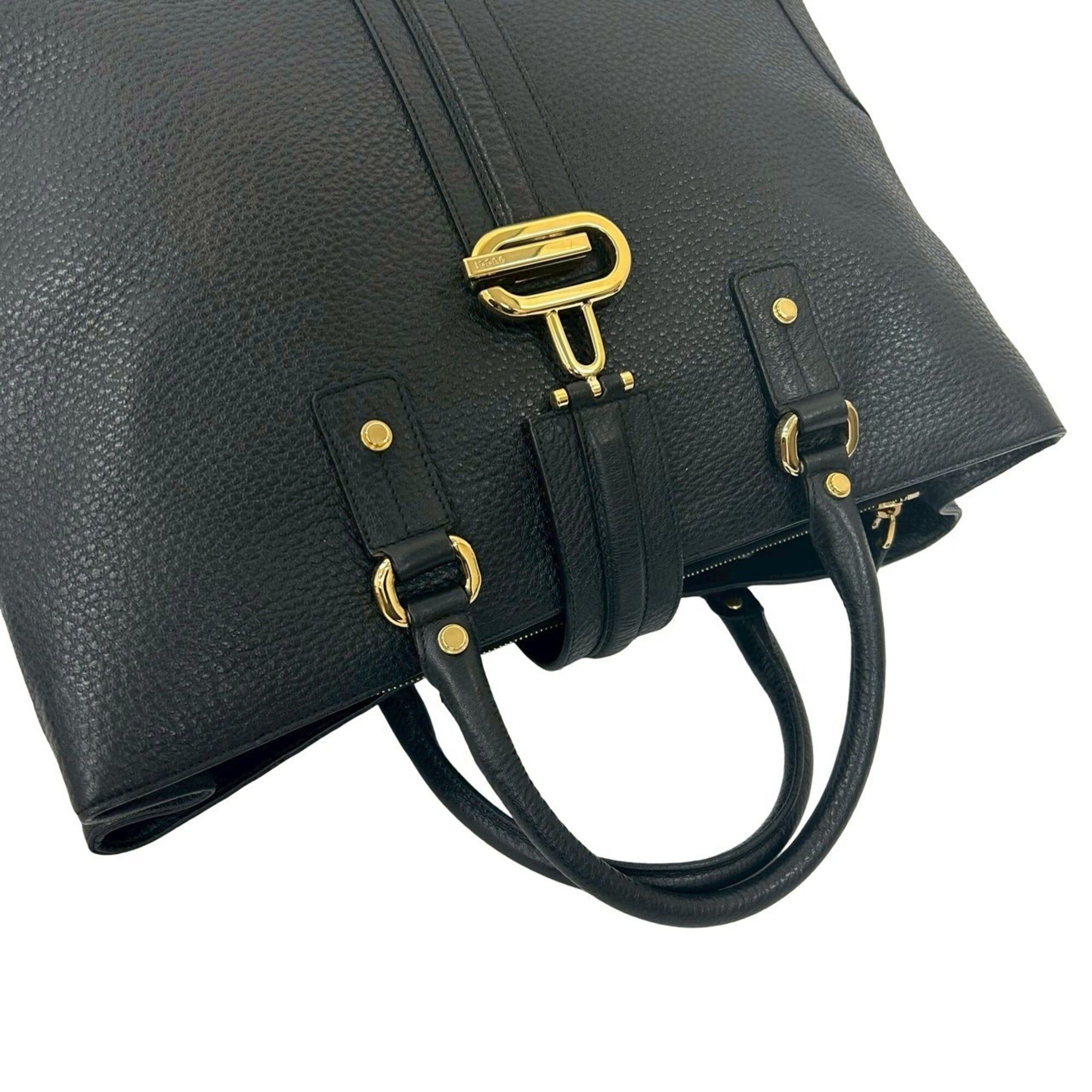 Gucci GUCCI G-logo engraved, gold hardware, genuine leather tote bag, handbag, business black, 29976 Size ONE SIZE - 4 Thumbnail