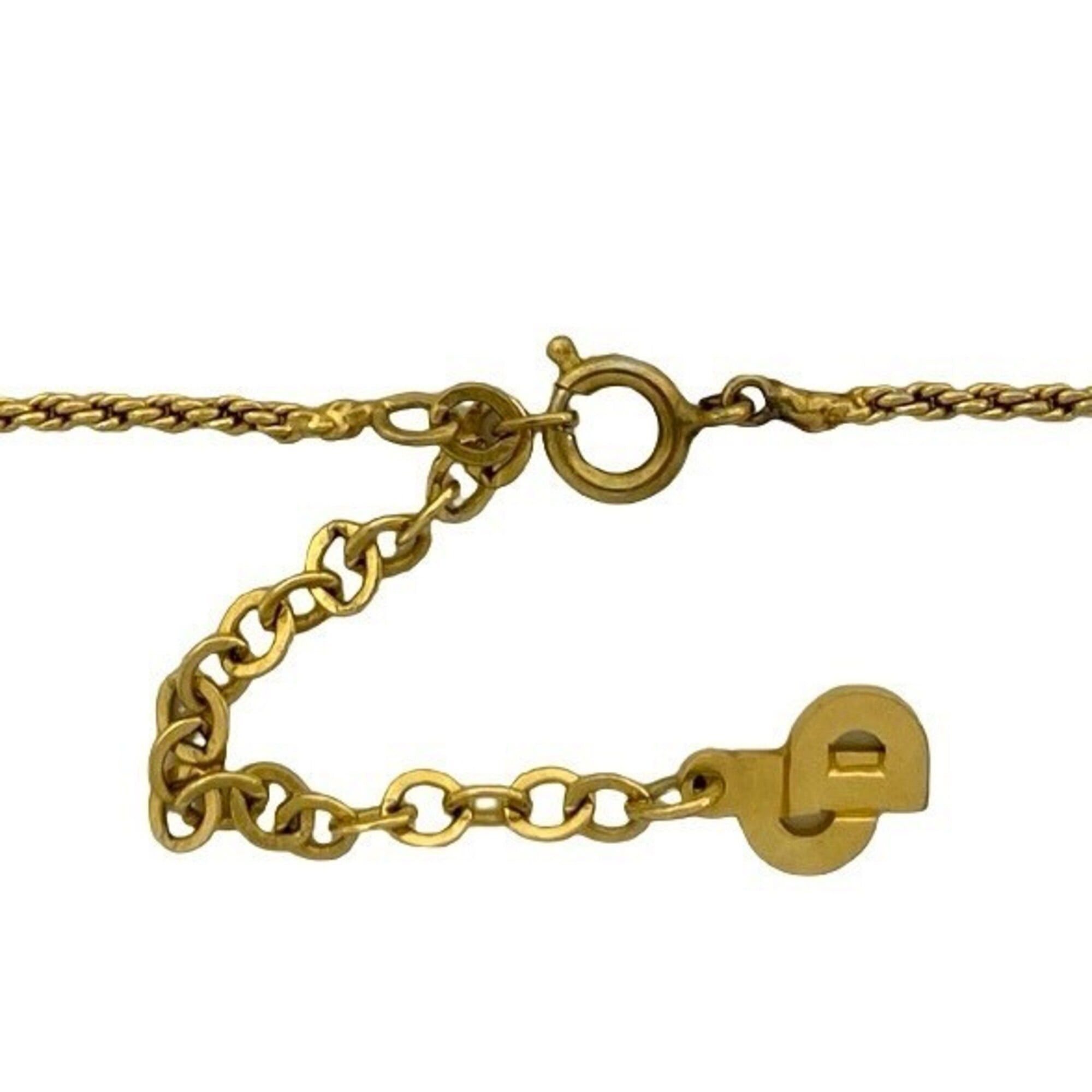 Dior Christian Dior Dior Vintage CD Logo Motif Top GP Necklace Pendant Choker Gold 944-2 Size ONE SIZE - 4 Thumbnail