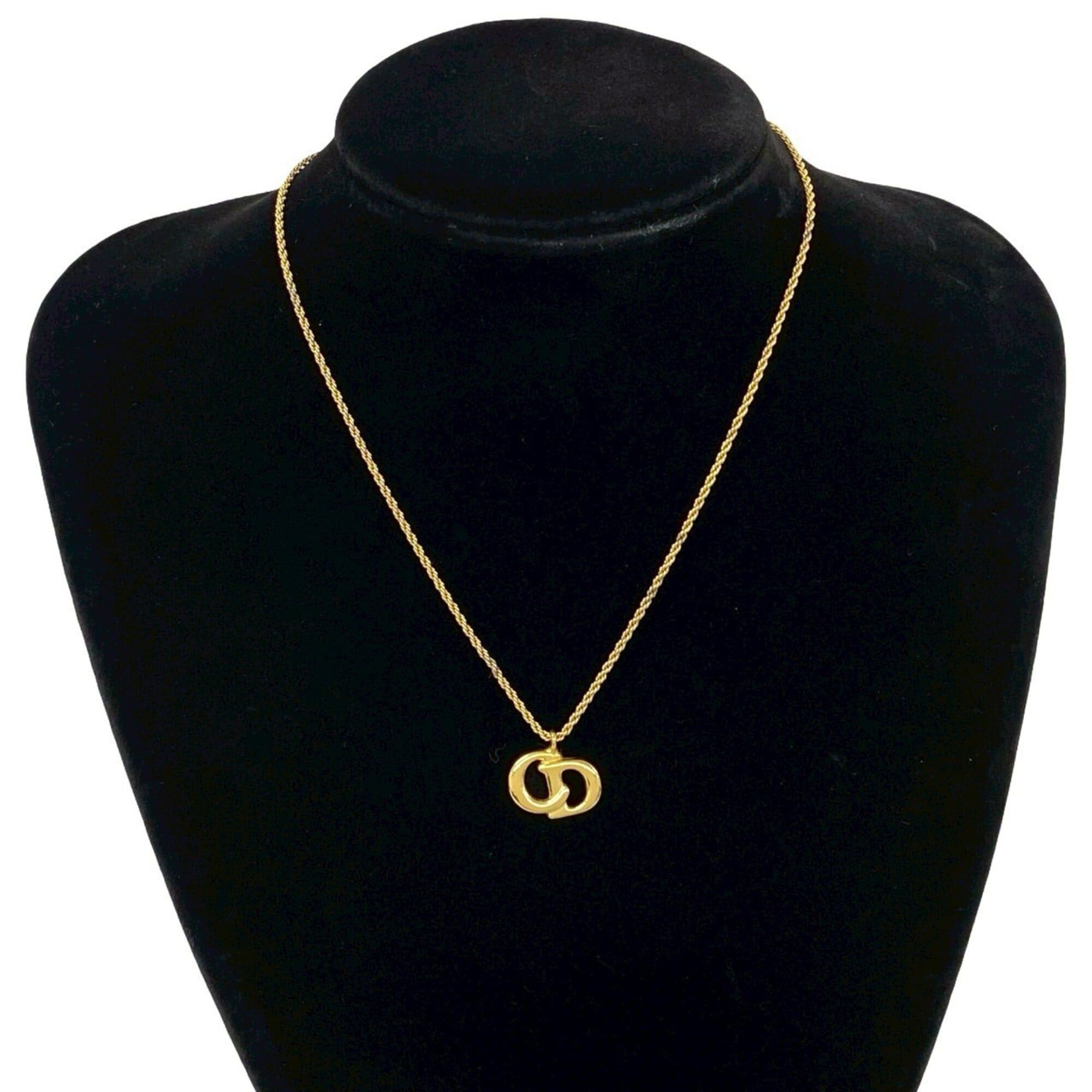 Dior Christian Dior Dior Vintage CD Logo Motif Top GP Necklace Pendant Choker Gold 944-2 Size ONE SIZE - 2 Thumbnail