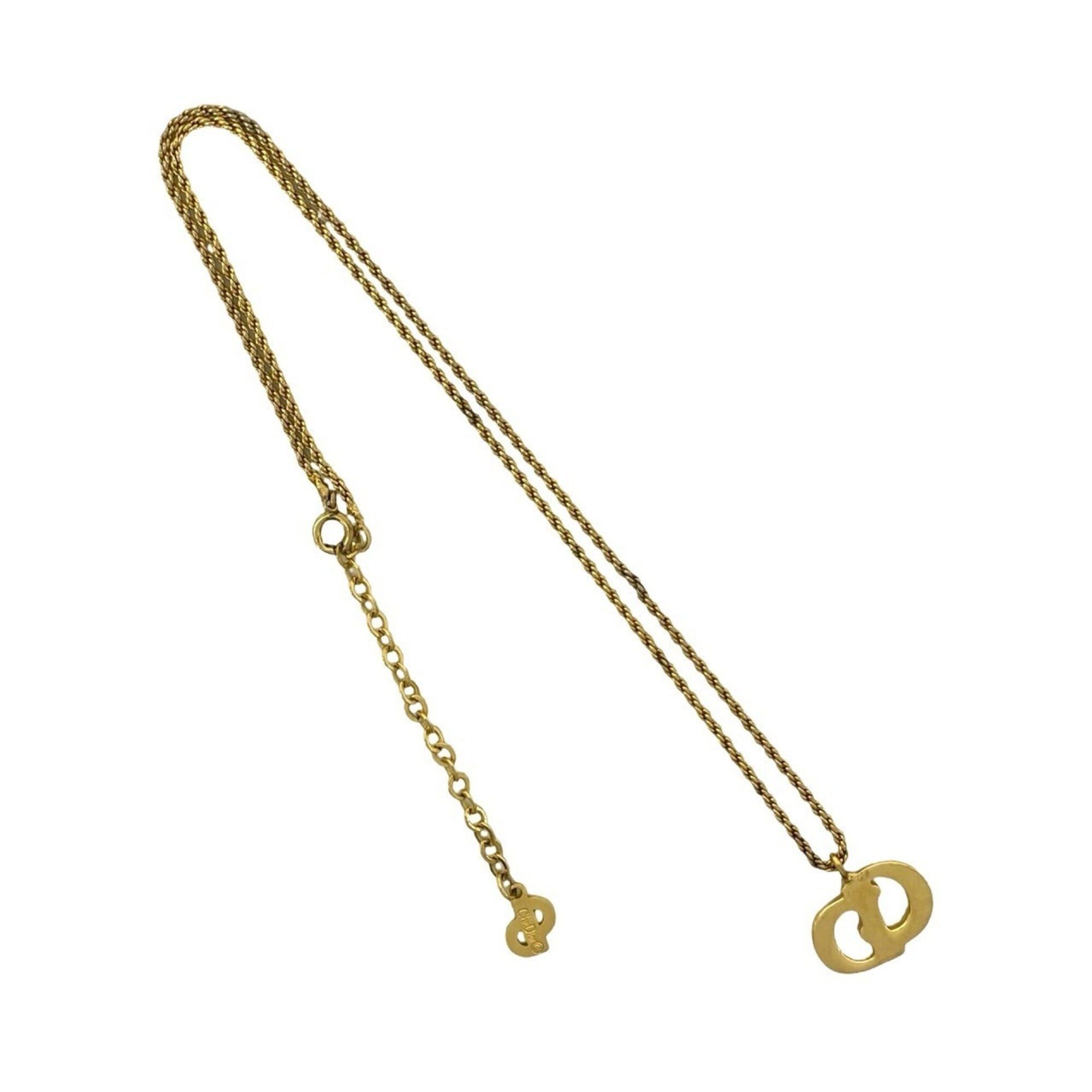 Dior Christian Dior Dior Vintage CD Logo Motif Top GP Necklace Pendant Choker Gold 944-2 Size ONE SIZE - 5 Thumbnail