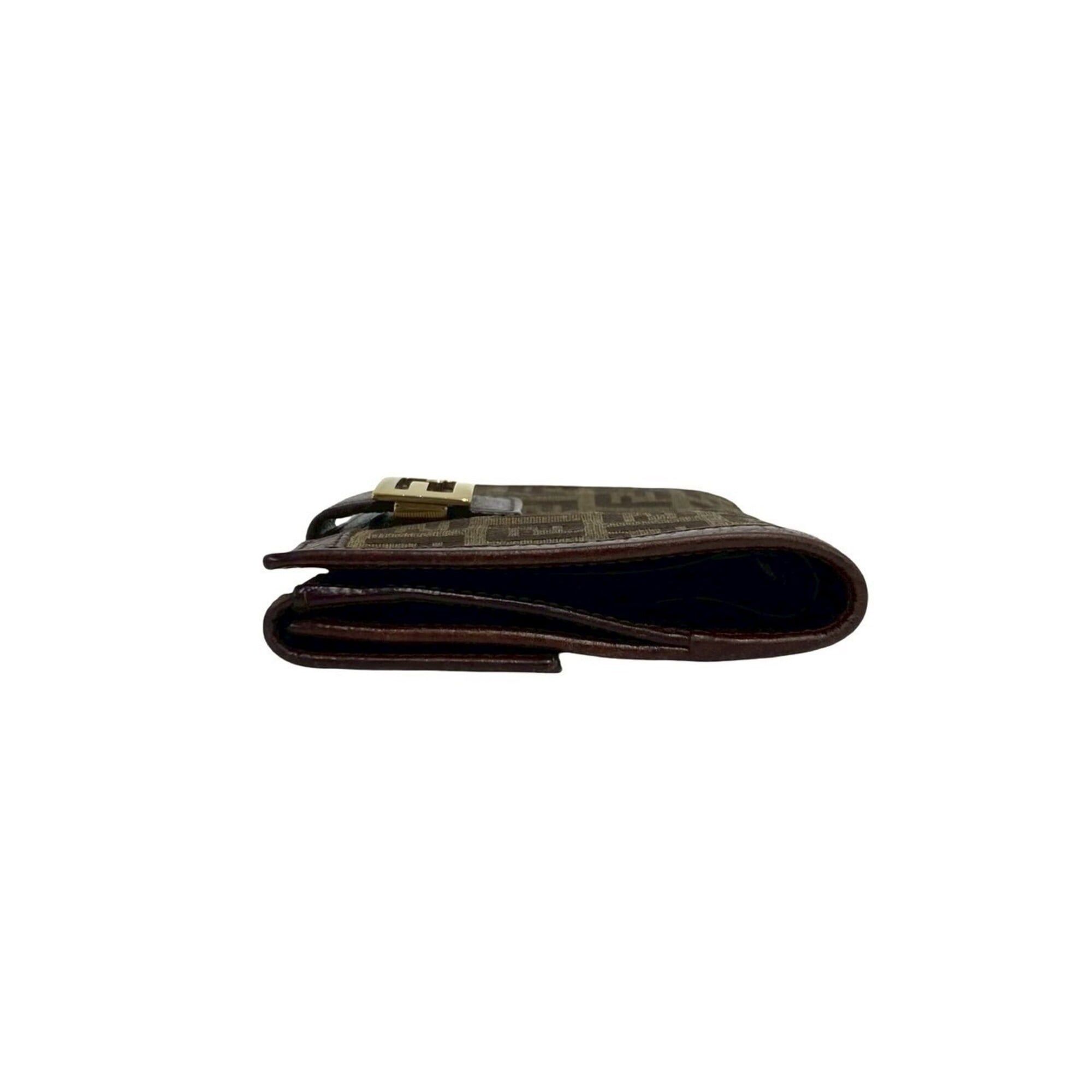 Fendi FENDI Zucchino FF pattern logo hardware canvas leather genuine bi-fold wallet brown 40691 Size ONE SIZE - 4 Thumbnail