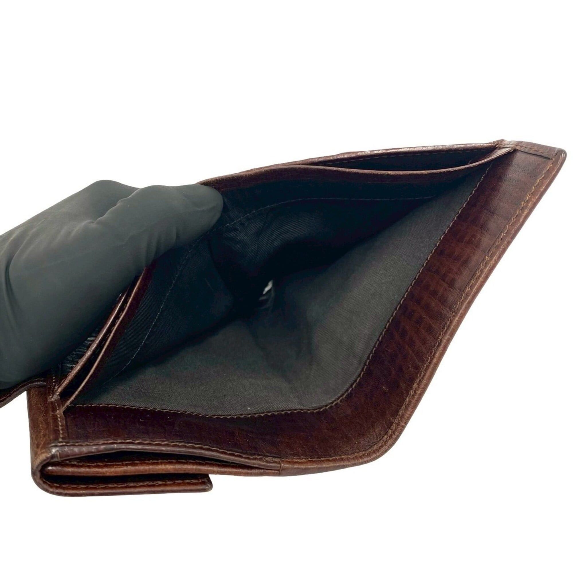 Fendi FENDI Zucchino FF pattern logo hardware canvas leather genuine bi-fold wallet brown 40691 Size ONE SIZE - 8 Thumbnail