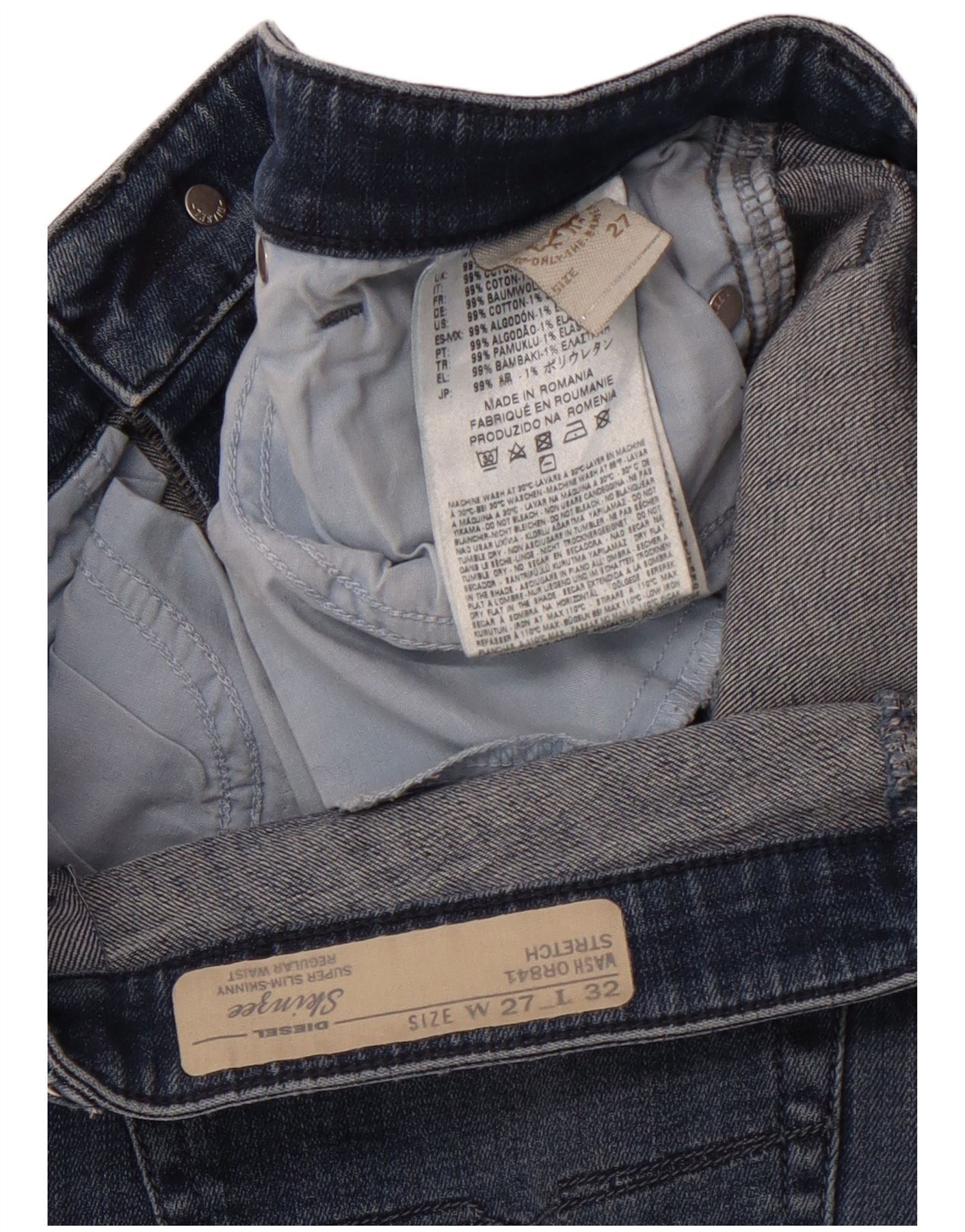 Diesel Womens Skinzee Distressed Super Slim Skinny Jeans W27 L32 Bl Size 42" / US 20 - 3 Thumbnail