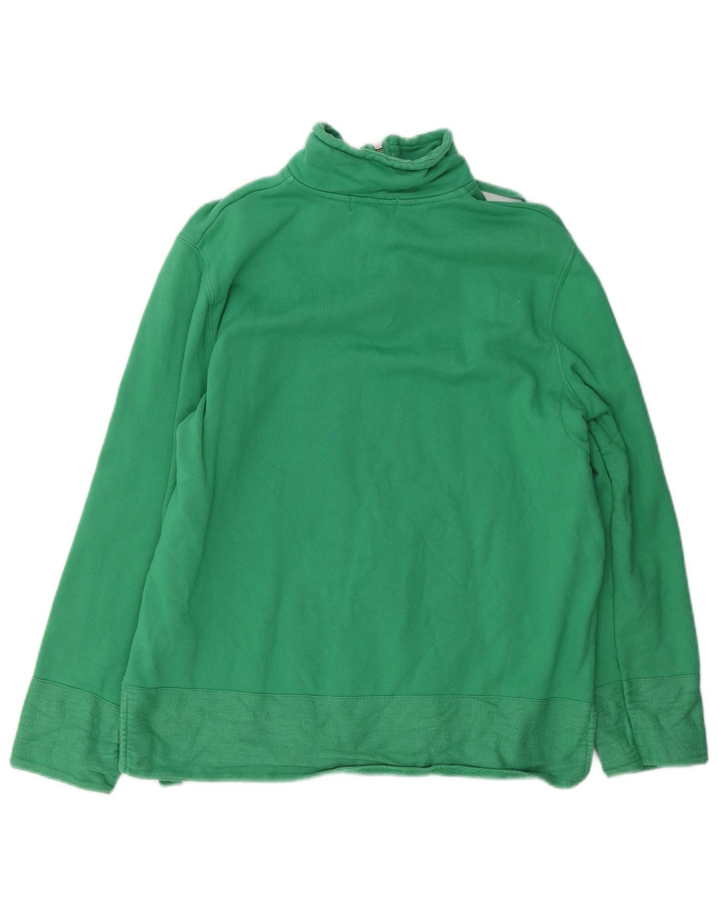 Ralph Lauren Womens Zip Neck Sweatshirt Jumper UK 16 Large Green Cotton Size M / US 6-8 / IT 42-44 - 2 Thumbnail