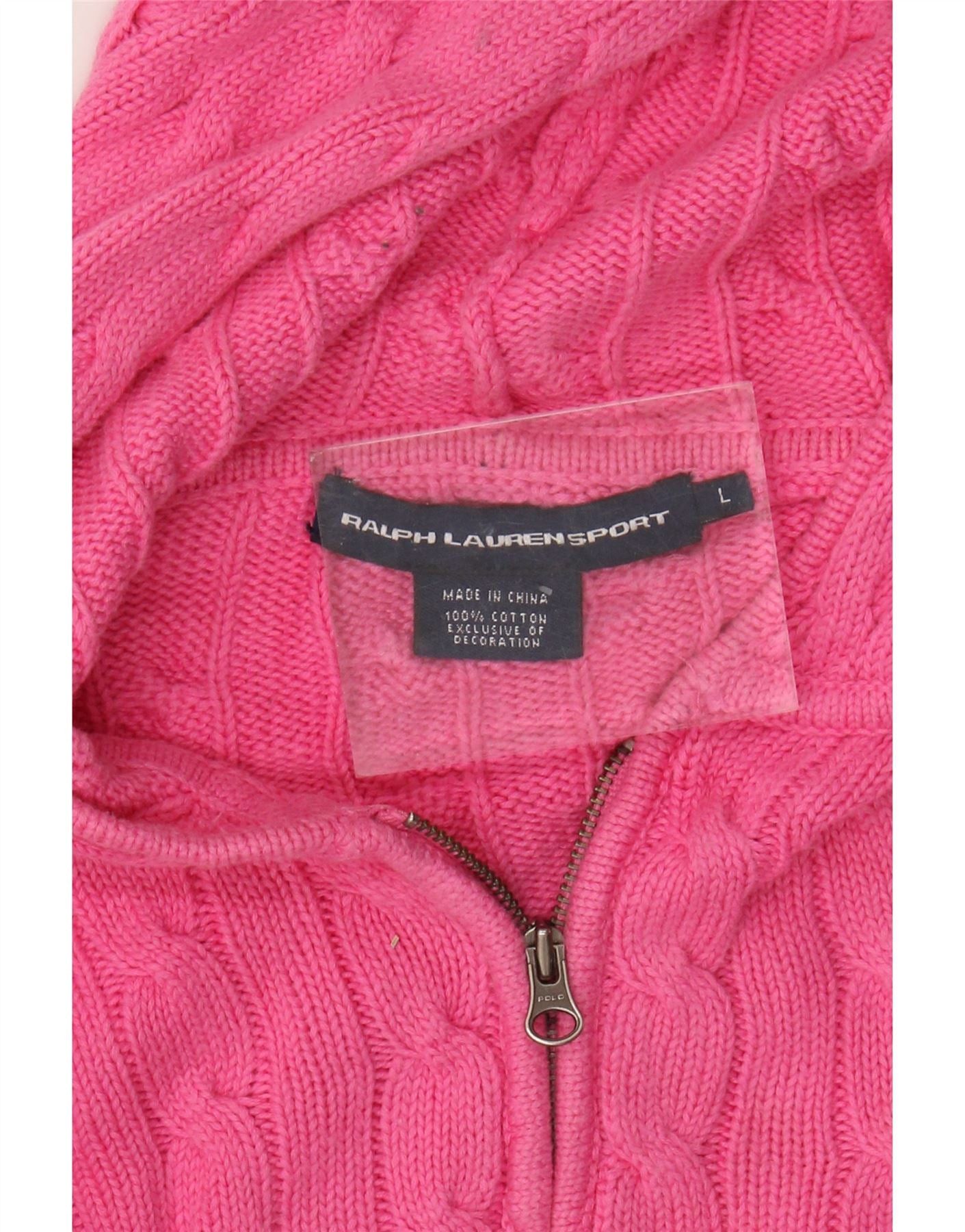 Ralph Lauren Womens Hooded Crop Cardigan Sweater UK 16 Large Pink Cotton Size M / US 6-8 / IT 42-44 - 5 Thumbnail