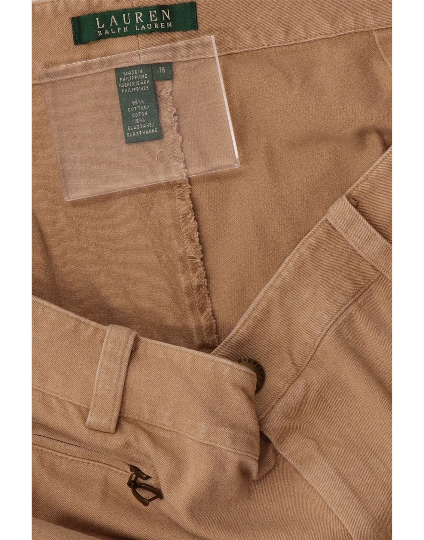 Ralph Lauren Womens Straight Casual Trousers US 16 2XL W38 L27 Beige Size 34" / US 12 / IT 48 - 3 Thumbnail