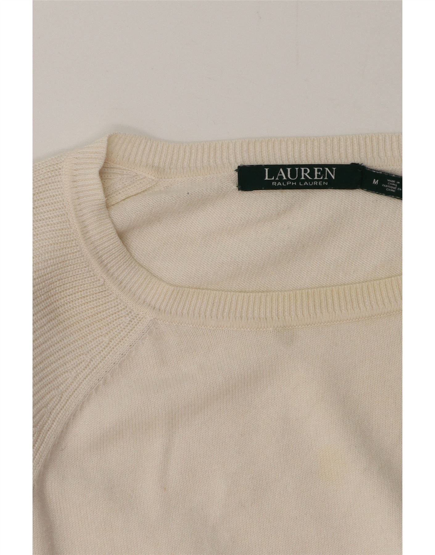 Ralph Lauren Womens Boat Neck Jumper Sweater UK 14 Medium Off White Size M / US 6-8 / IT 42-44 - 4 Thumbnail