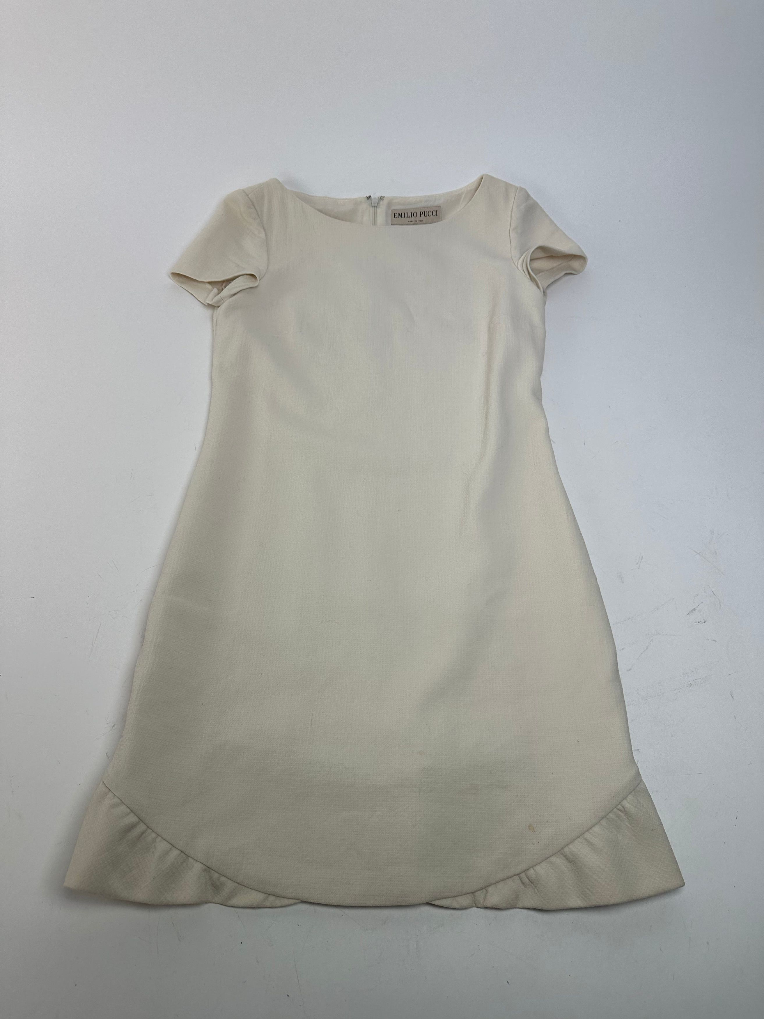 Emilio Pucci Vintage Wool Dress White M Size XS / US 0-2 / IT 36-38 - 4 Thumbnail