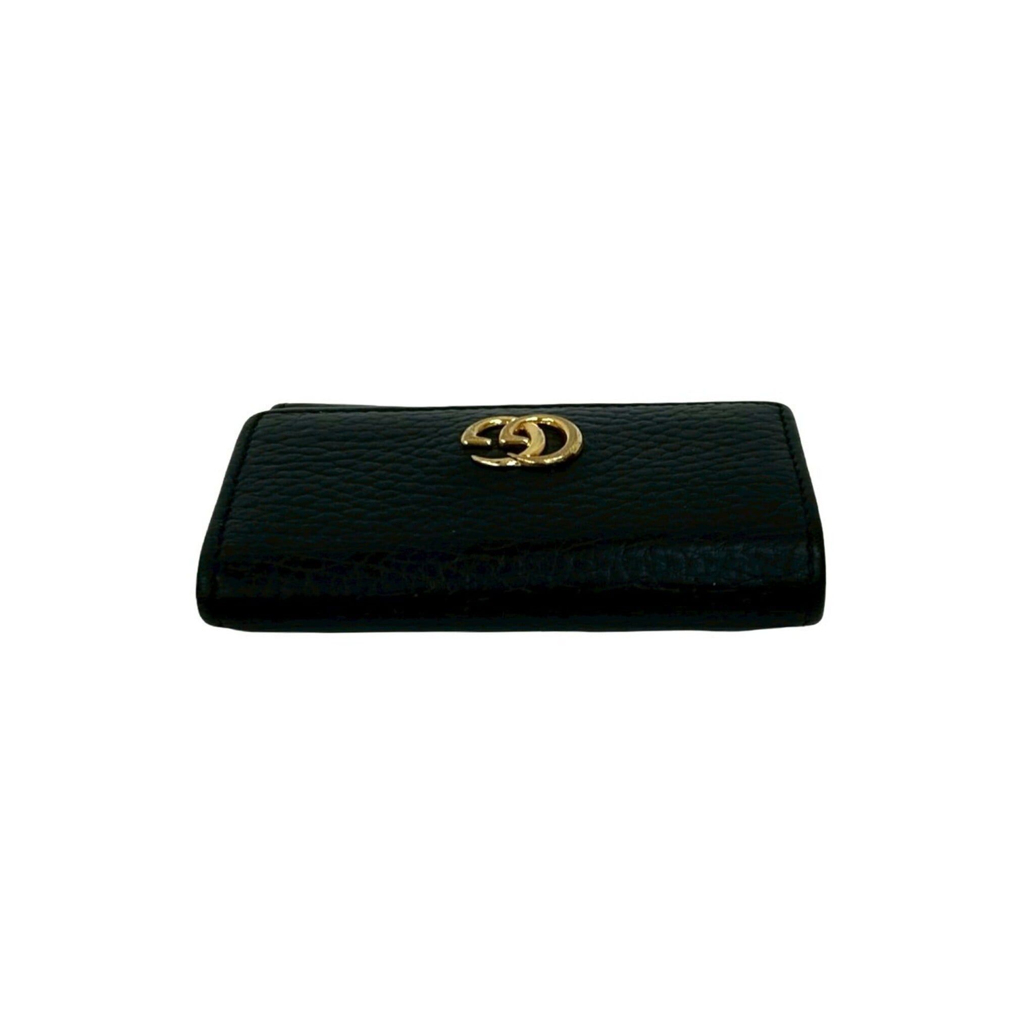 Gucci GUCCI GG Marmont Logo Leather Tri-fold Key Case with Ring, Black, 42623 Size ONE SIZE - 3 Thumbnail