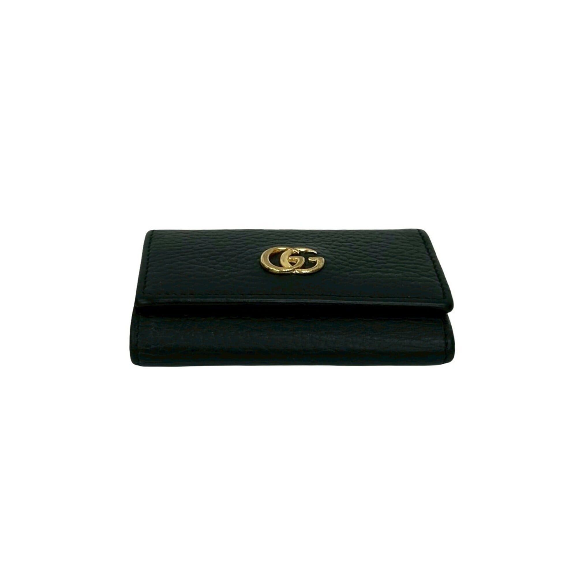 Gucci GUCCI GG Marmont Logo Leather Tri-fold Key Case with Ring, Black, 42623 Size ONE SIZE - 6 Thumbnail