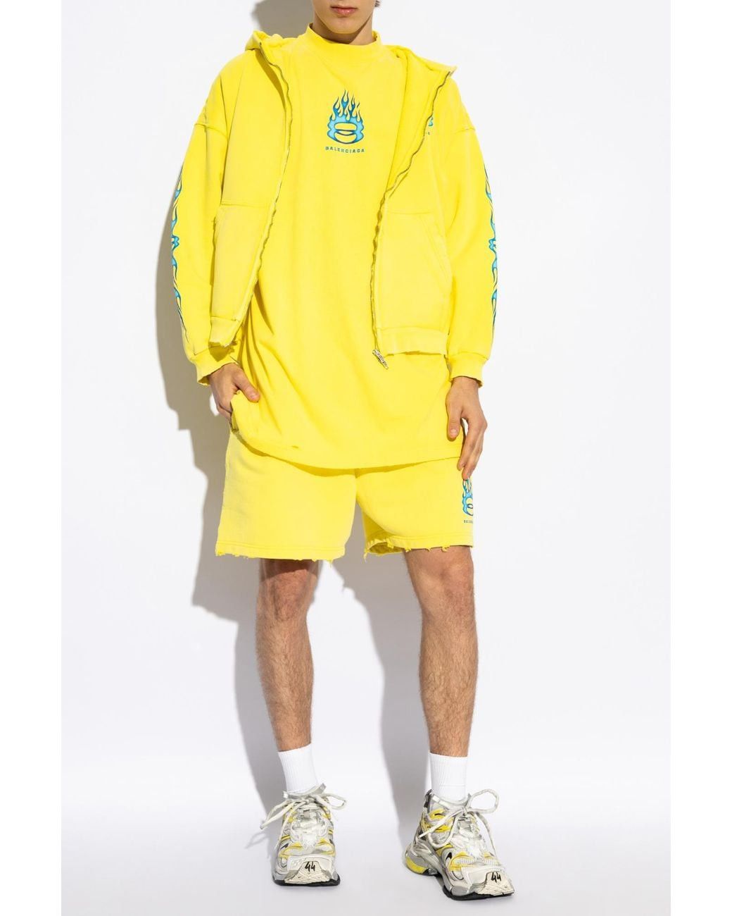 Balenciaga Burning Unity Shorts in Yellow Size US 28 / EU 44 - 2 Thumbnail
