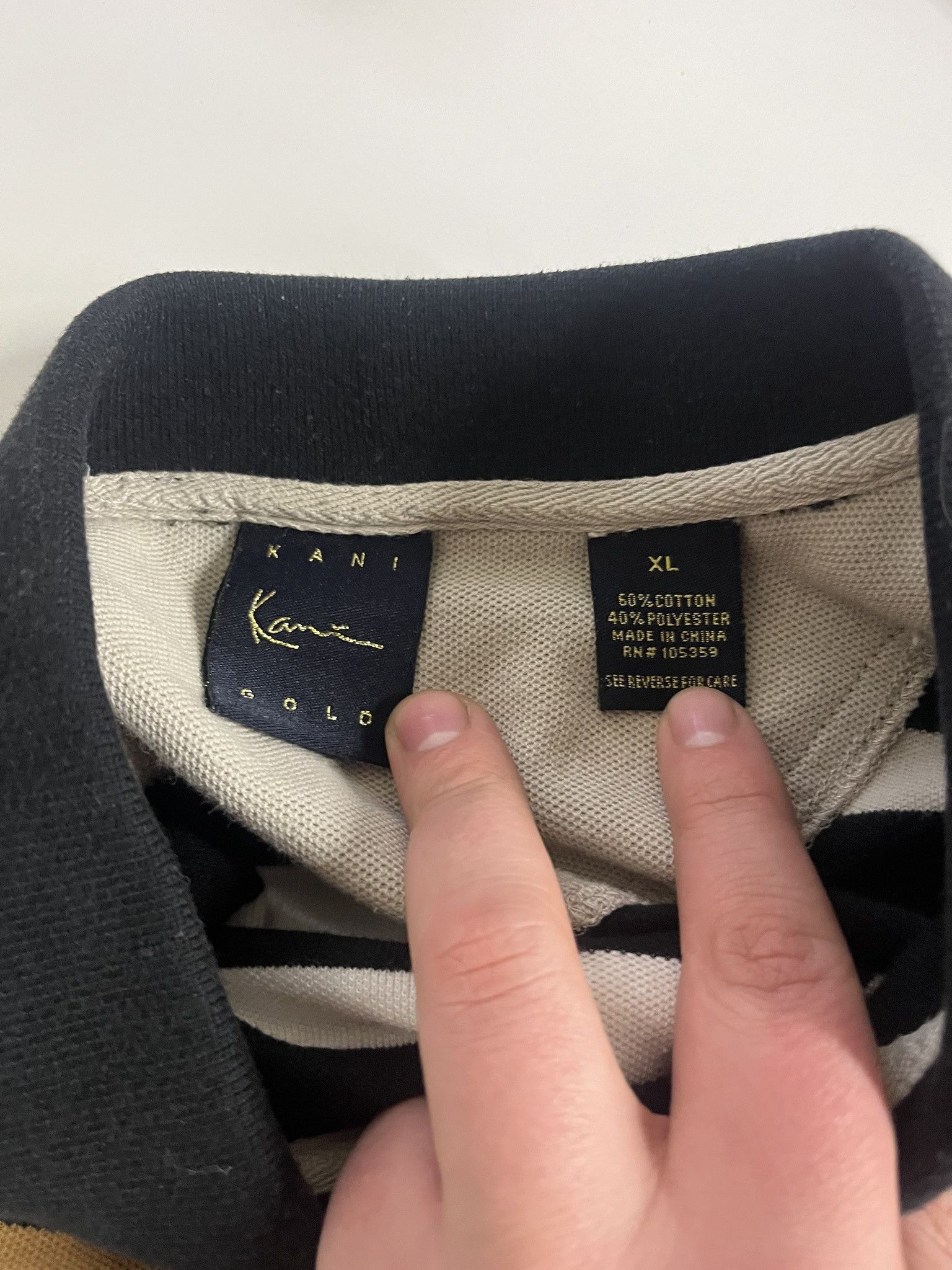 Karl Kani × Vintage Vintage 2000s Karl Kani Gold Striped Polo Size XL Size US XL / EU 56 / 4 - 3 Thumbnail
