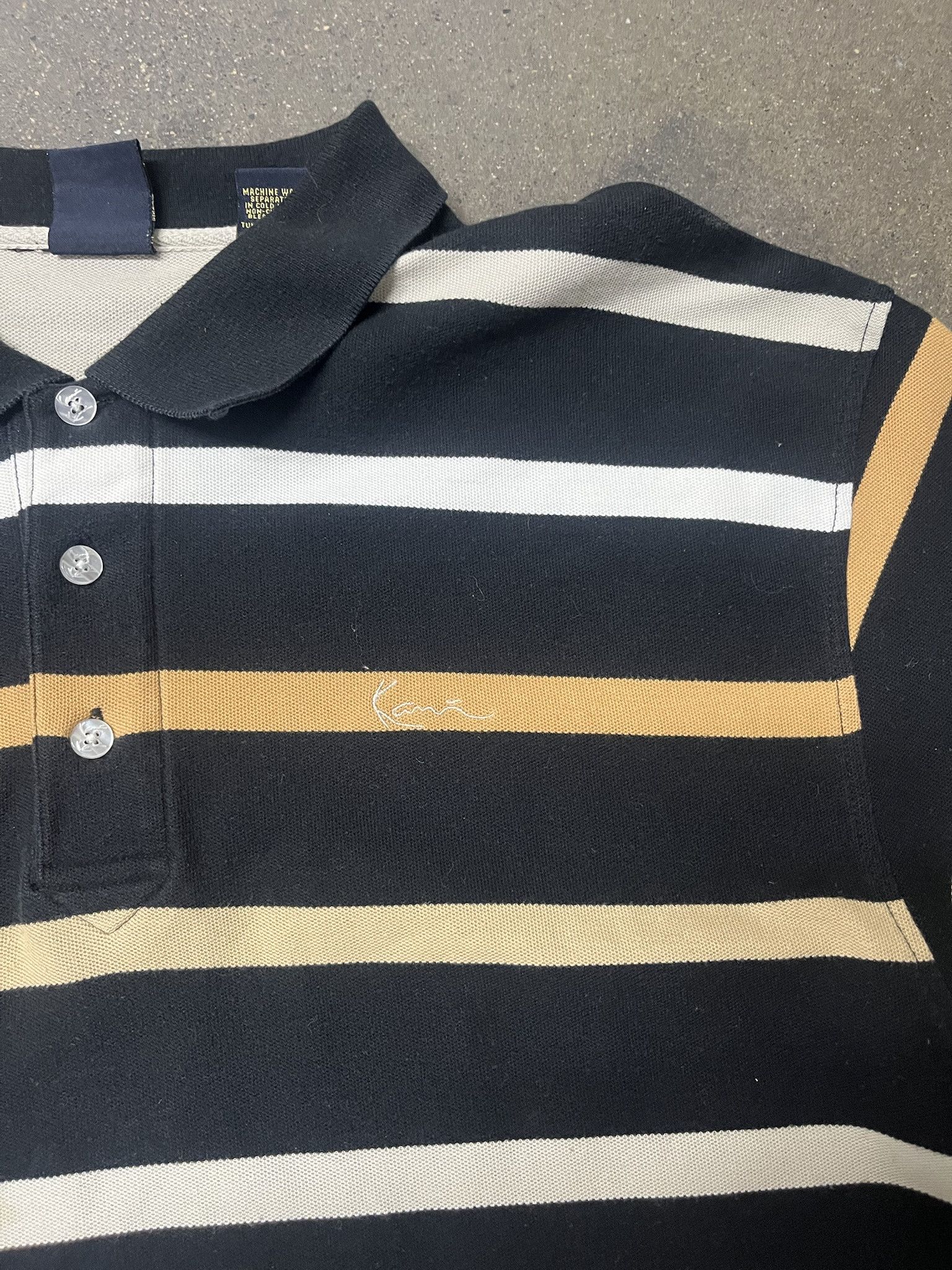 Karl Kani × Vintage Vintage 2000s Karl Kani Gold Striped Polo Size XL Size US XL / EU 56 / 4 - 2 Thumbnail