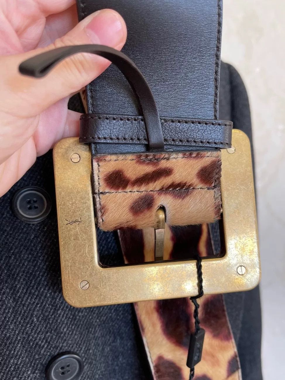 Saint Laurent Paris Saint Laurent YSL Horsehair Leopard Wide Belt Size ONE SIZE - 3 Thumbnail