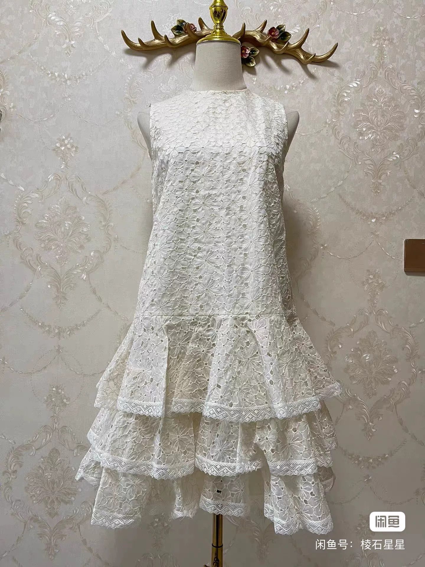 D.Gnak By Kang.D DG Runway Sweet Floral Lace Dress Size S / US 4 / IT 40 - 6 Thumbnail