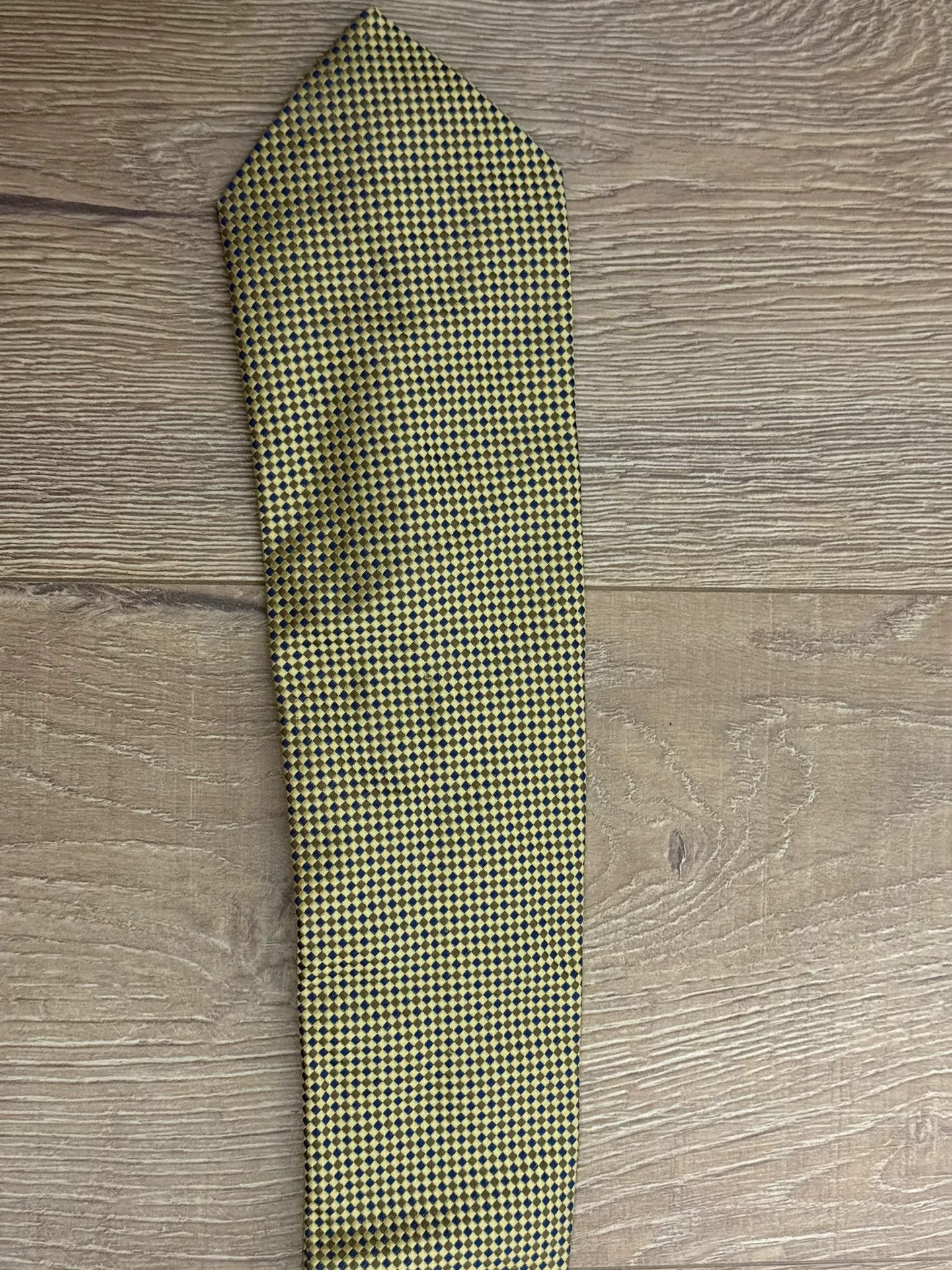 Drake's Drakes 100% Silk Yellow Check Tie Size ONE SIZE - 2 Thumbnail