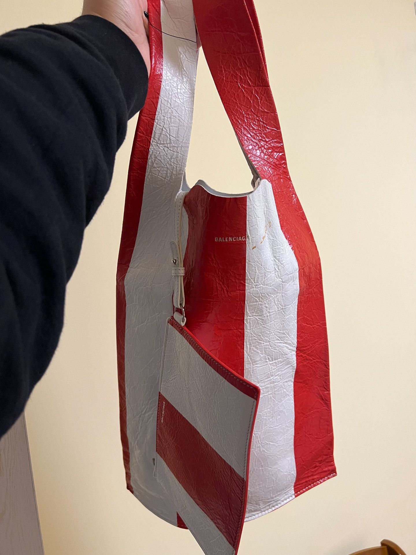 Balenciaga Balenciaga Red White Striped Tote Size ONE SIZE - 3 Thumbnail