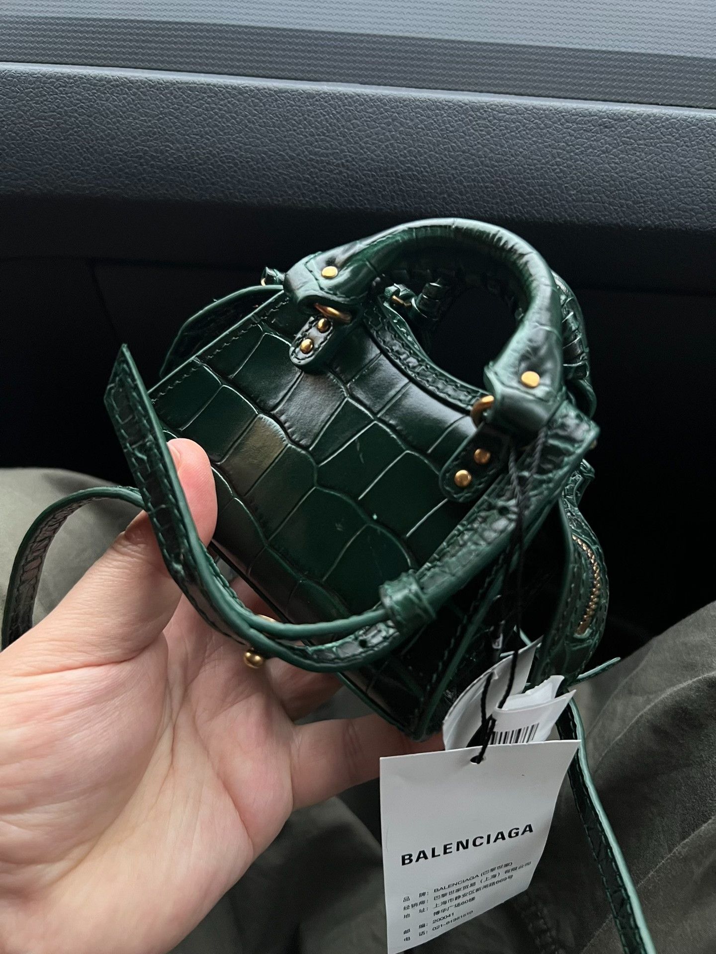 Balenciaga Balenciaga Neo Classic Croc Embossed Nano Green Size ONE SIZE - 2 Thumbnail