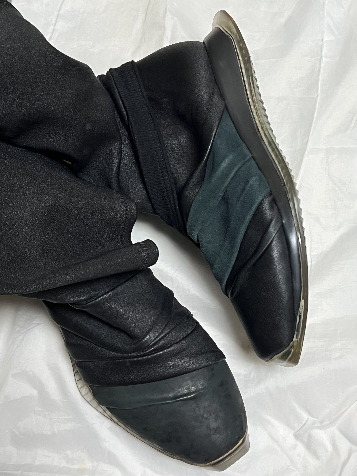 Rick Owens Rick Owens Asymmetric Leather Over-Knee Boots Size US 7 / IT 37 - 5 Thumbnail