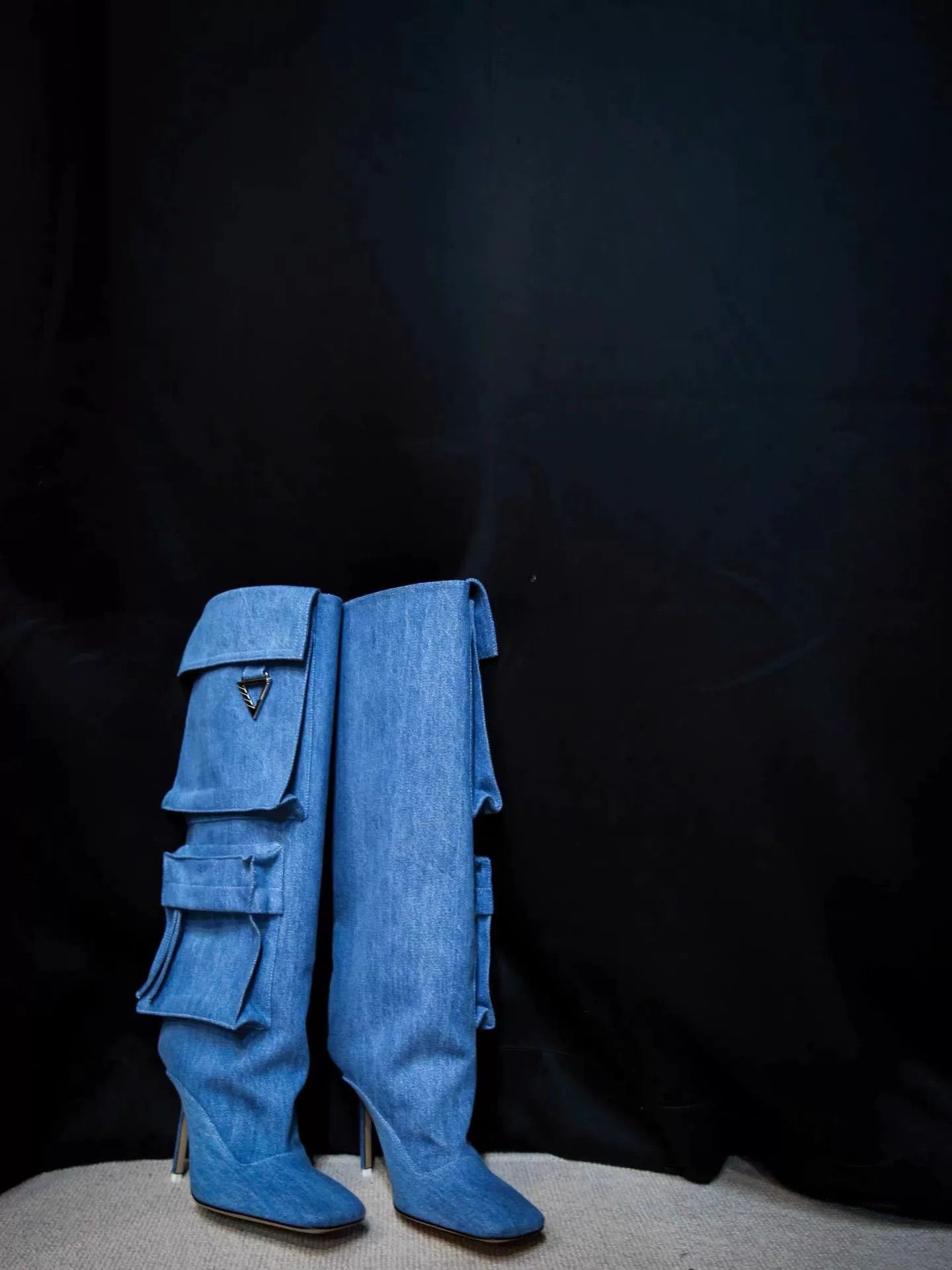 The Attico THE ATTICO Denim Knee-High Work Boots Size US 6 / IT 36 - 3 Thumbnail