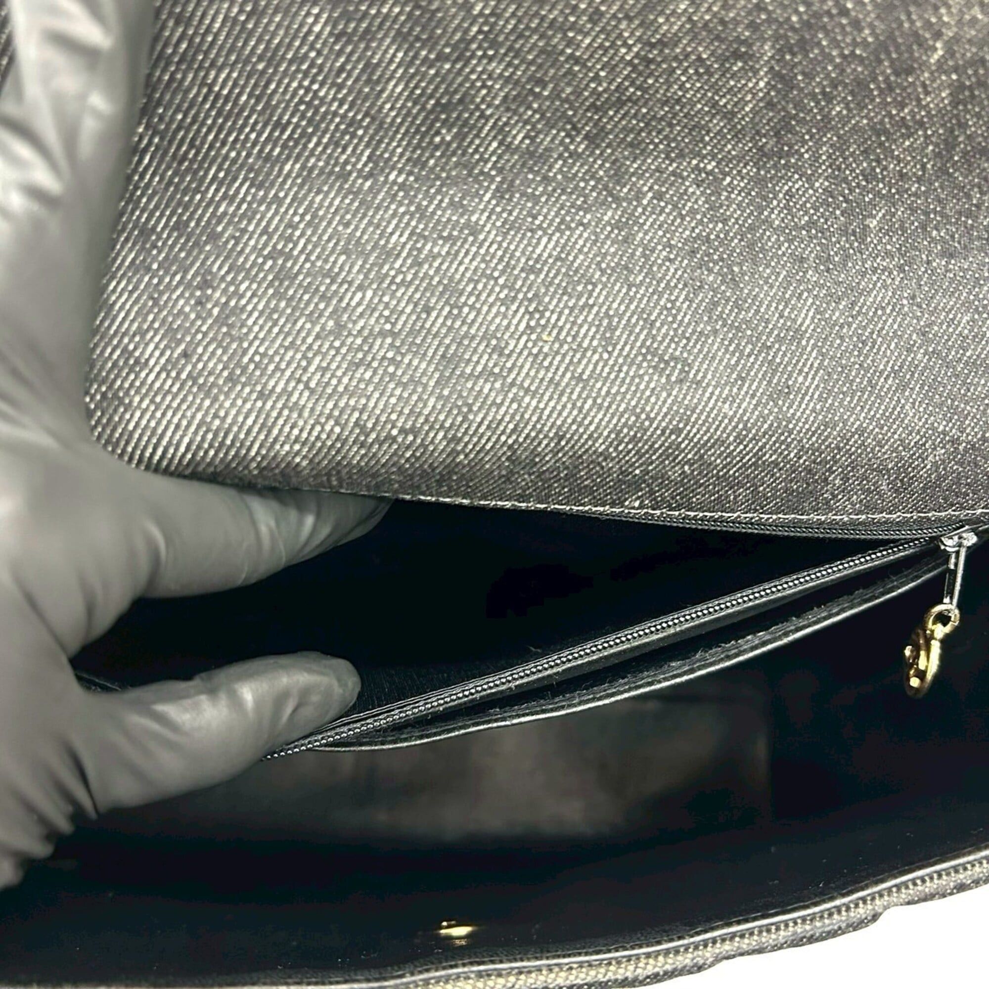 Chanel CHANEL Coco Mark Cotton Denim Leather Genuine Handbag Tote Bag Black 25465 Size ONE SIZE - 10 Thumbnail
