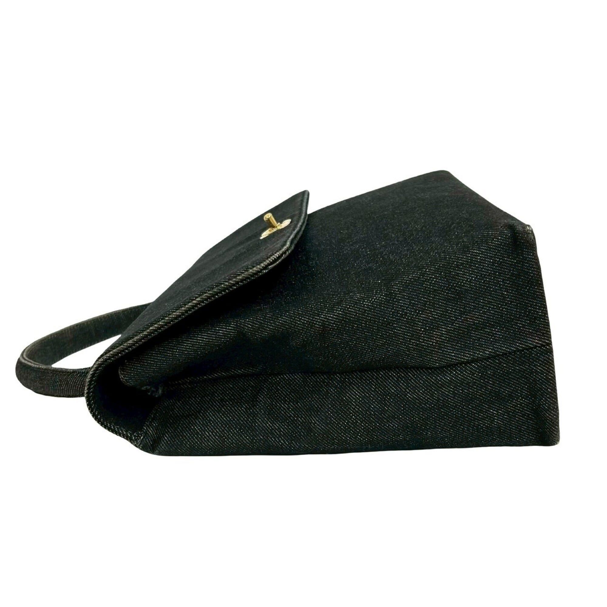 Chanel CHANEL Coco Mark Cotton Denim Leather Genuine Handbag Tote Bag Black 25465 Size ONE SIZE - 5 Thumbnail