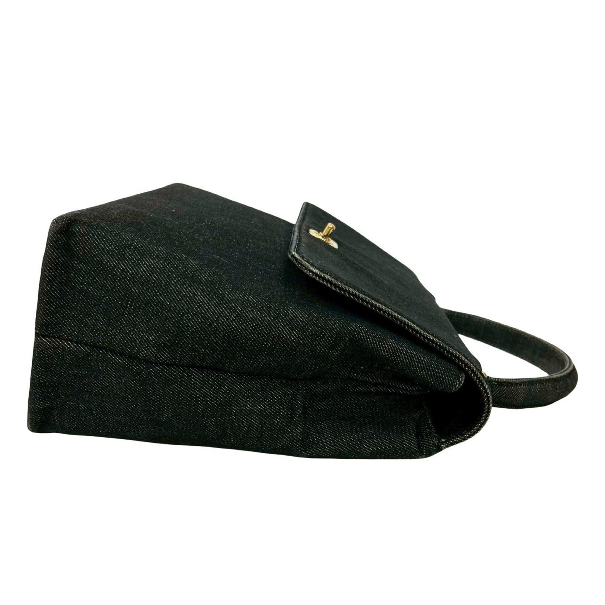 Chanel CHANEL Coco Mark Cotton Denim Leather Genuine Handbag Tote Bag Black 25465 Size ONE SIZE - 6 Thumbnail