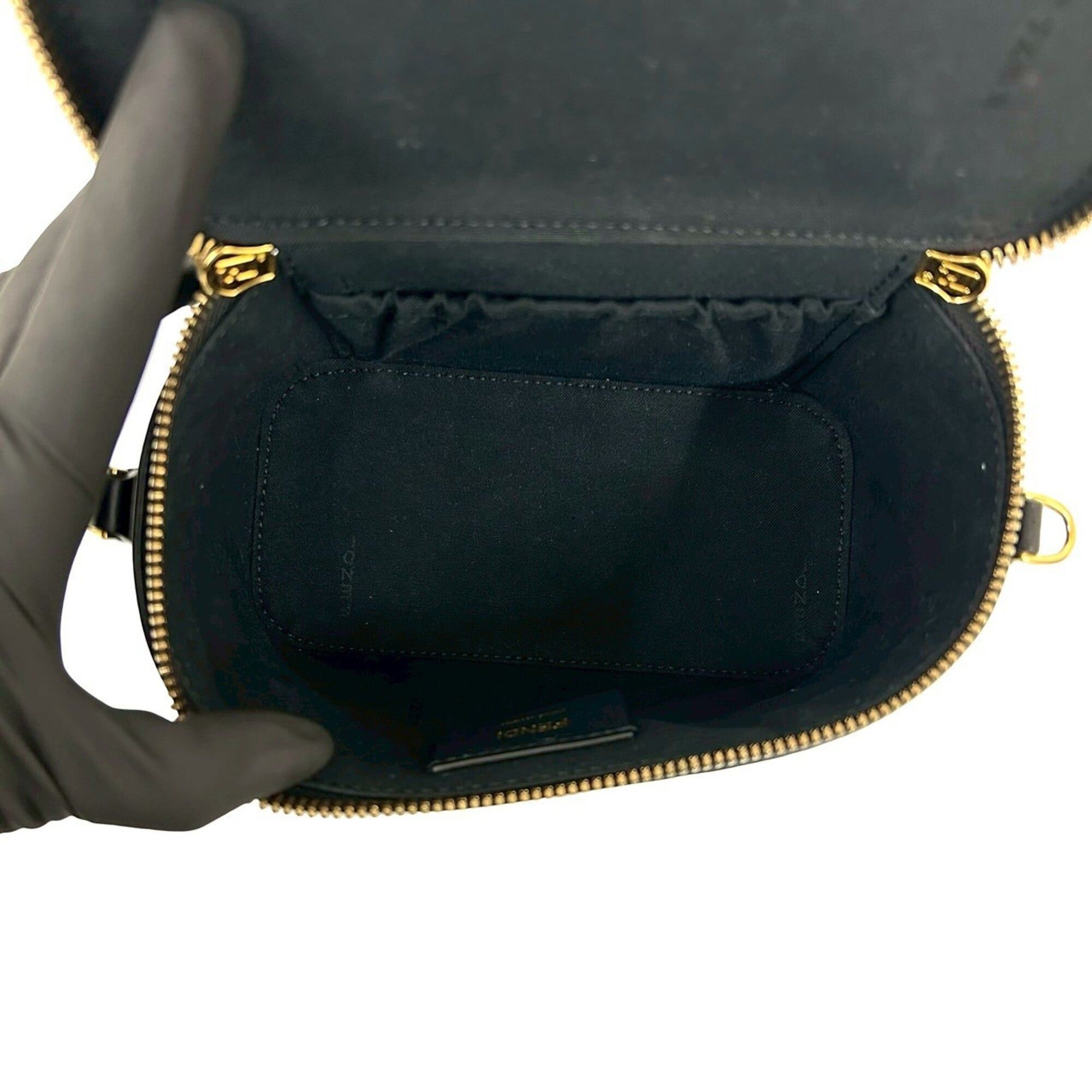 Fendi FENDI FF Logo Embossed Leather 2-Way Handbag Vanity Bag Chain Shoulder Black 20189 Size ONE SIZE - 9 Thumbnail