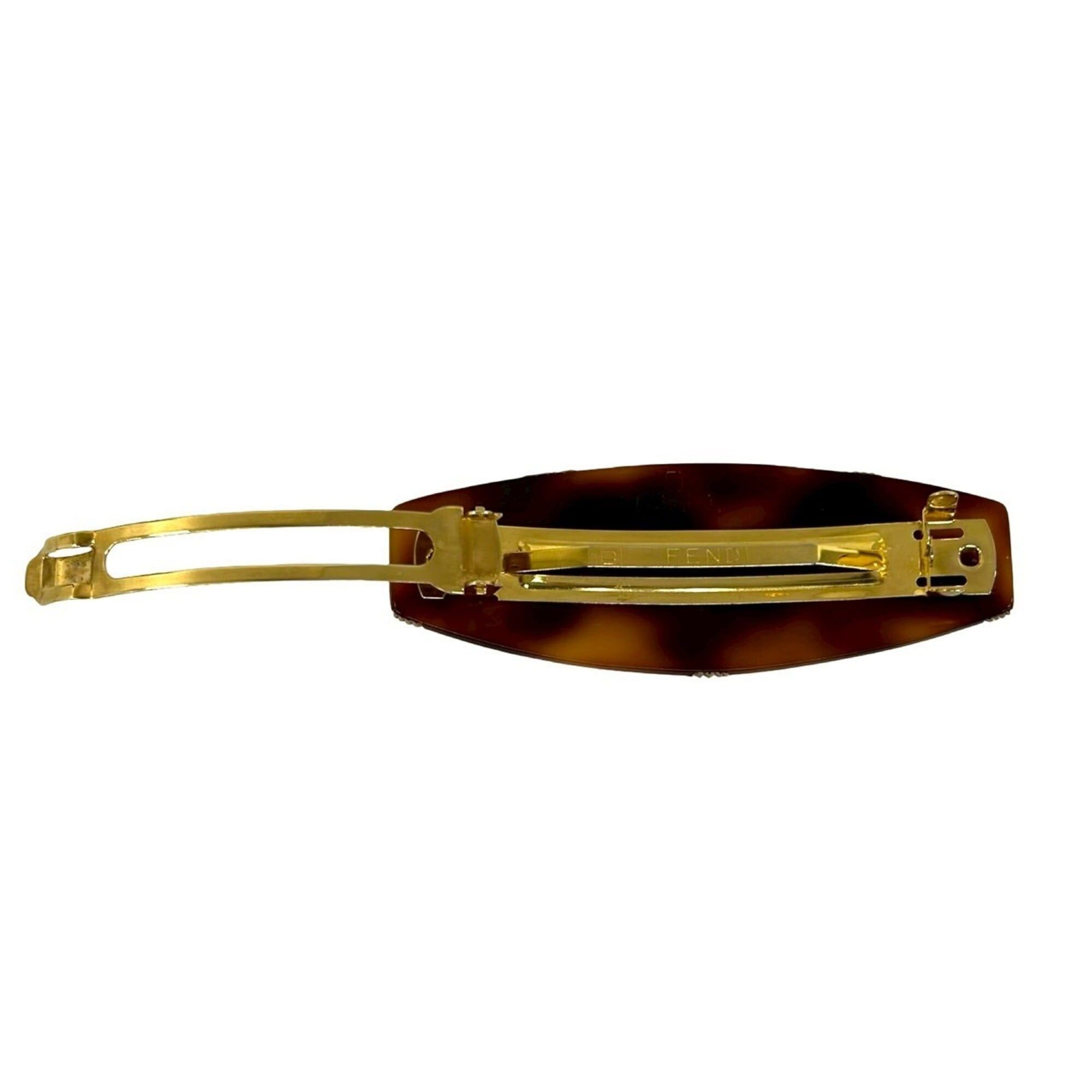 Fendi FENDI FF Logo Tortoiseshell Pattern Plastic Barrette Hair Accessory Brown 16862 Size ONE SIZE - 6 Thumbnail