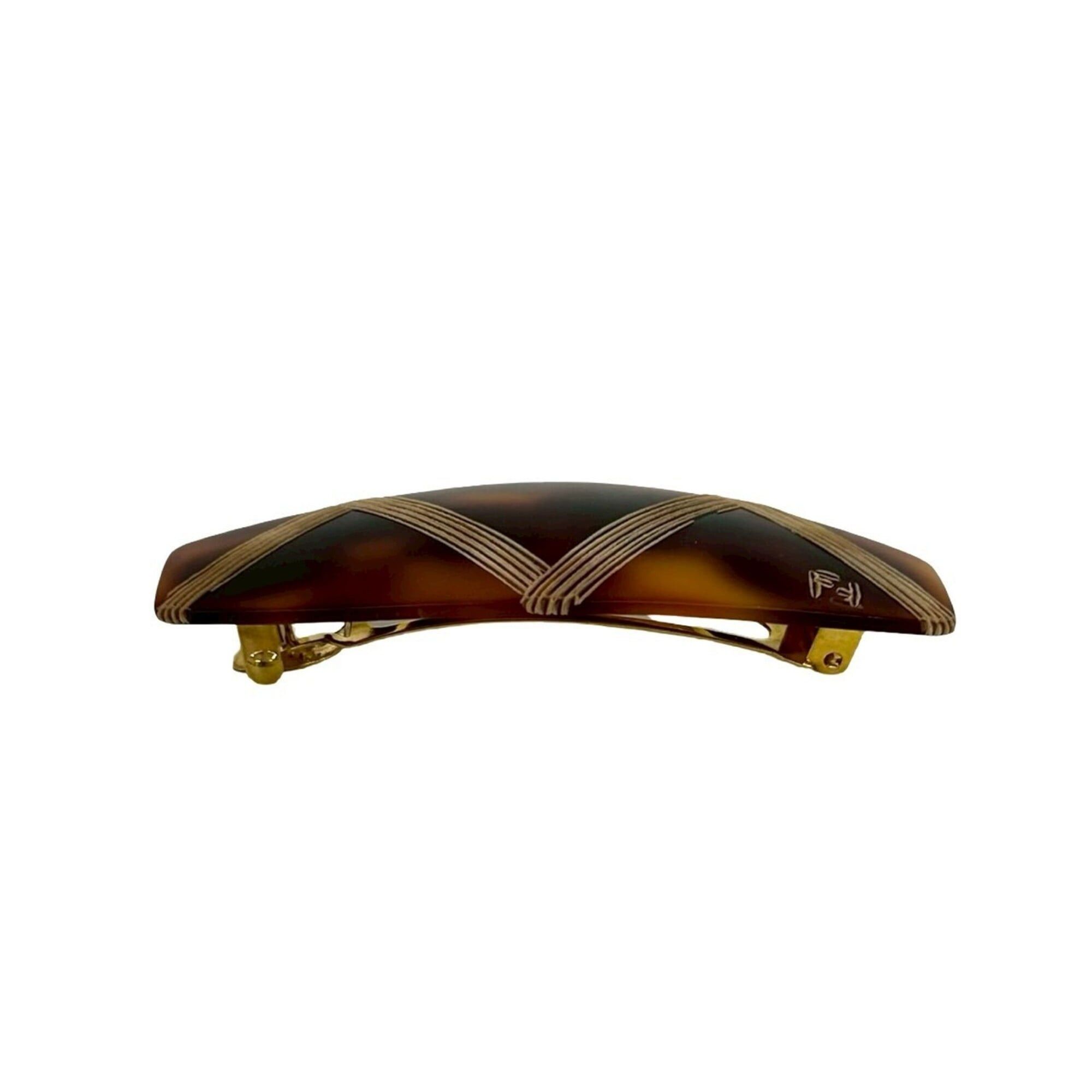 Fendi FENDI FF Logo Tortoiseshell Pattern Plastic Barrette Hair Accessory Brown 16862 Size ONE SIZE - 3 Thumbnail