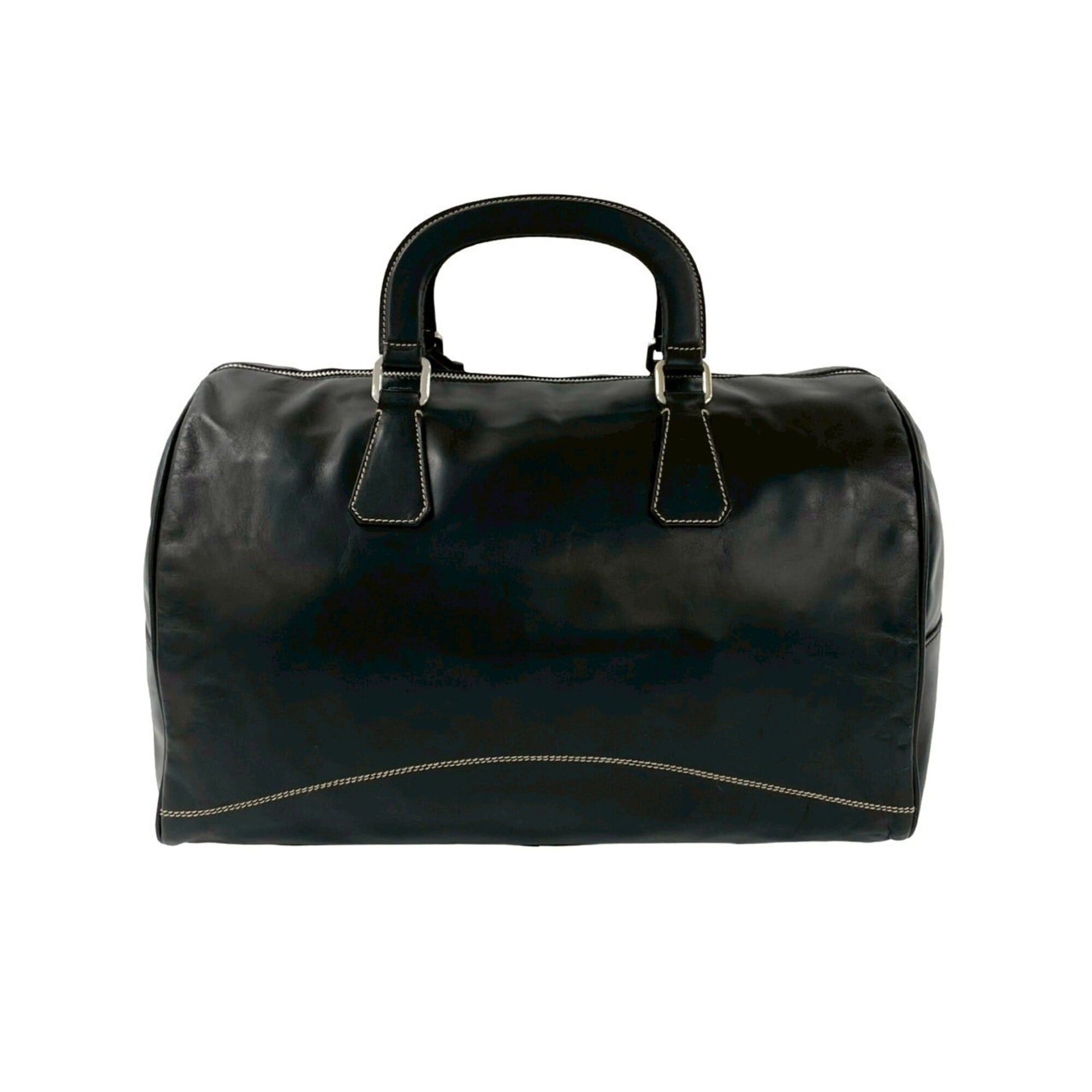 Prada Prada logo hardware stitched leather 2-way shoulder bag Boston handbag black 50245 Size ONE SIZE - 3 Thumbnail