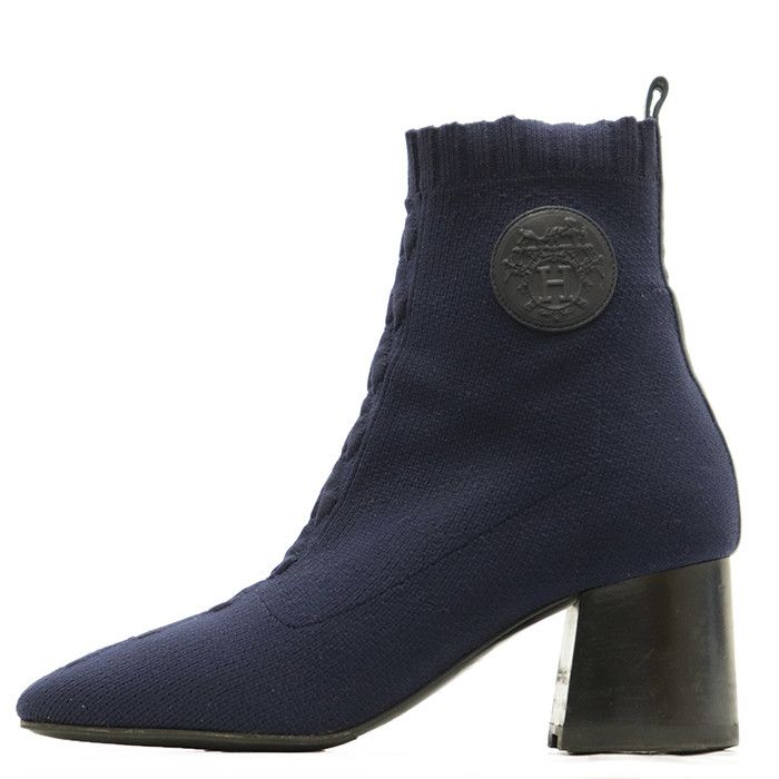 Hermes Hermes Hermes Knit H Logo Leather Patch Block Heel Boots Textile Shoes DUTY FREE for USA Size ONE SIZE - 3 Thumbnail