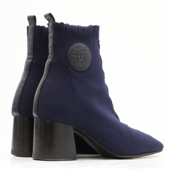 Hermes Hermes Hermes Knit H Logo Leather Patch Block Heel Boots Textile Shoes DUTY FREE for USA Size ONE SIZE - 6 Thumbnail