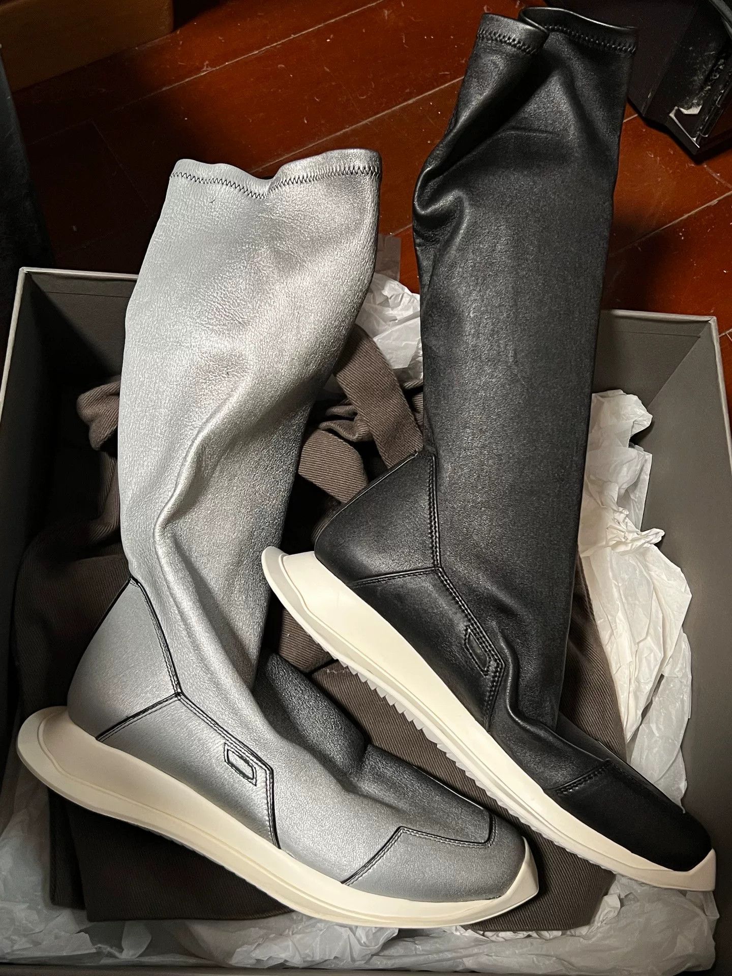 Rick Owens Rick Owens Main Line Gradient Black Silver Tank Boots Size US 5 / IT 35 - 3 Thumbnail