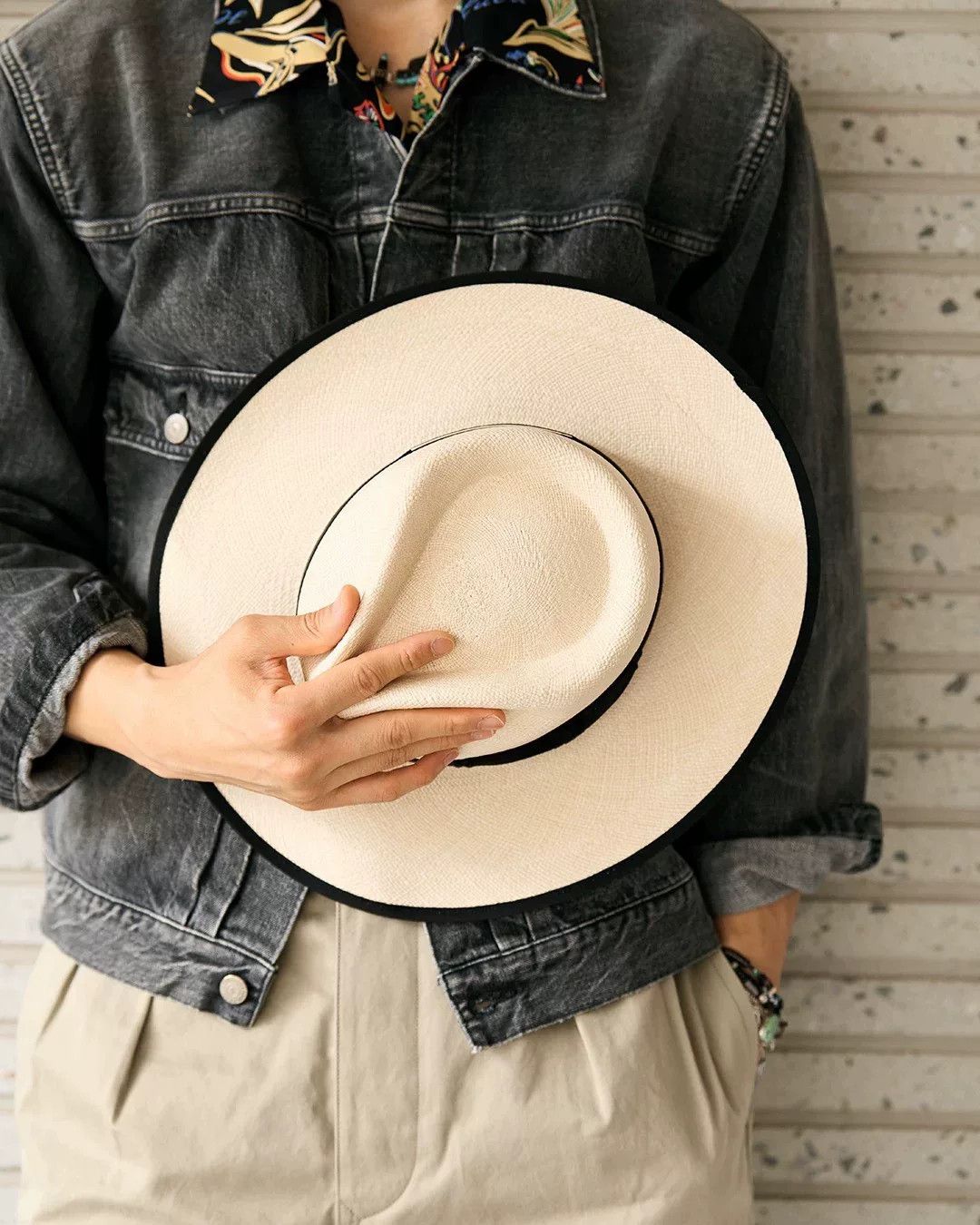 THE H.W.DOG&CO. H.W.DOG New Wide-Brim Silk Edge Panama Hat Size ONE SIZE - 7 Thumbnail
