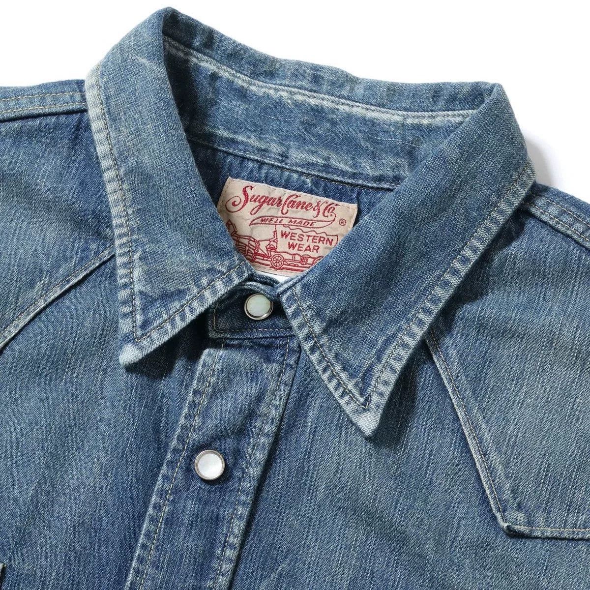 Sugar Cane Sugar Cane Classic Washed Western Denim Shirt Size US M / EU 48-50 / 2 - 2 Thumbnail