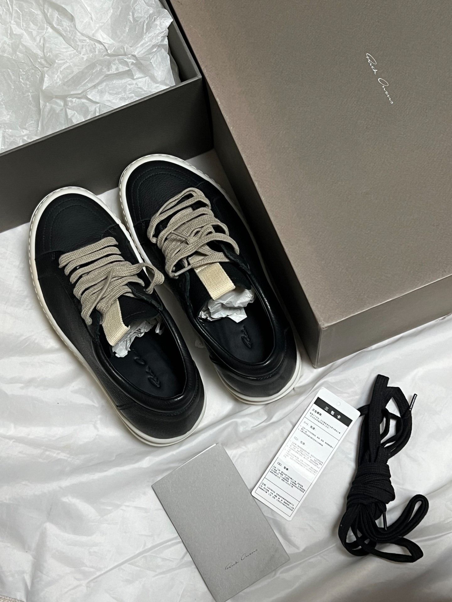 Rick Owens Rick Owens Main Line Black Leather Low-Top Size US 6 / IT 36 - 7 Thumbnail
