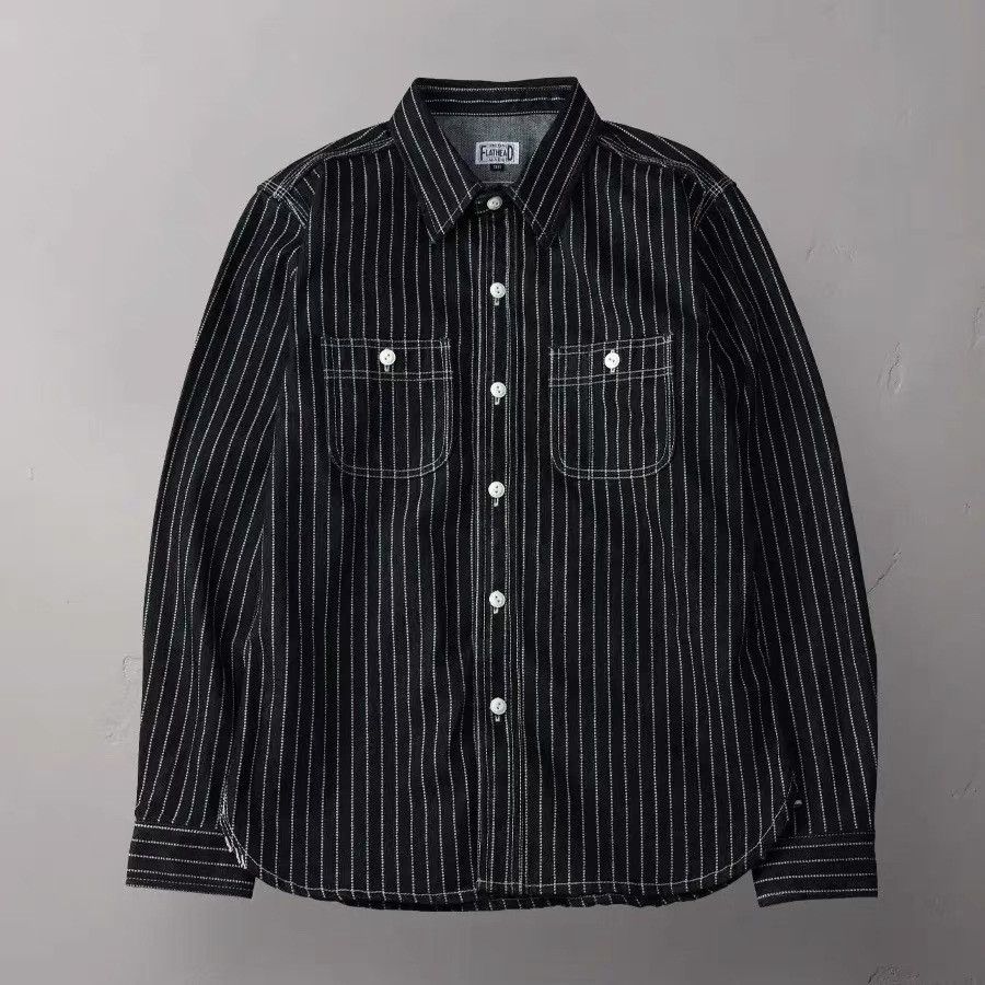 The Flat Head The Flat Head Wabash Stripe Workwear Denim Shirt Size US S / EU 44-46 / 1 - 3 Thumbnail